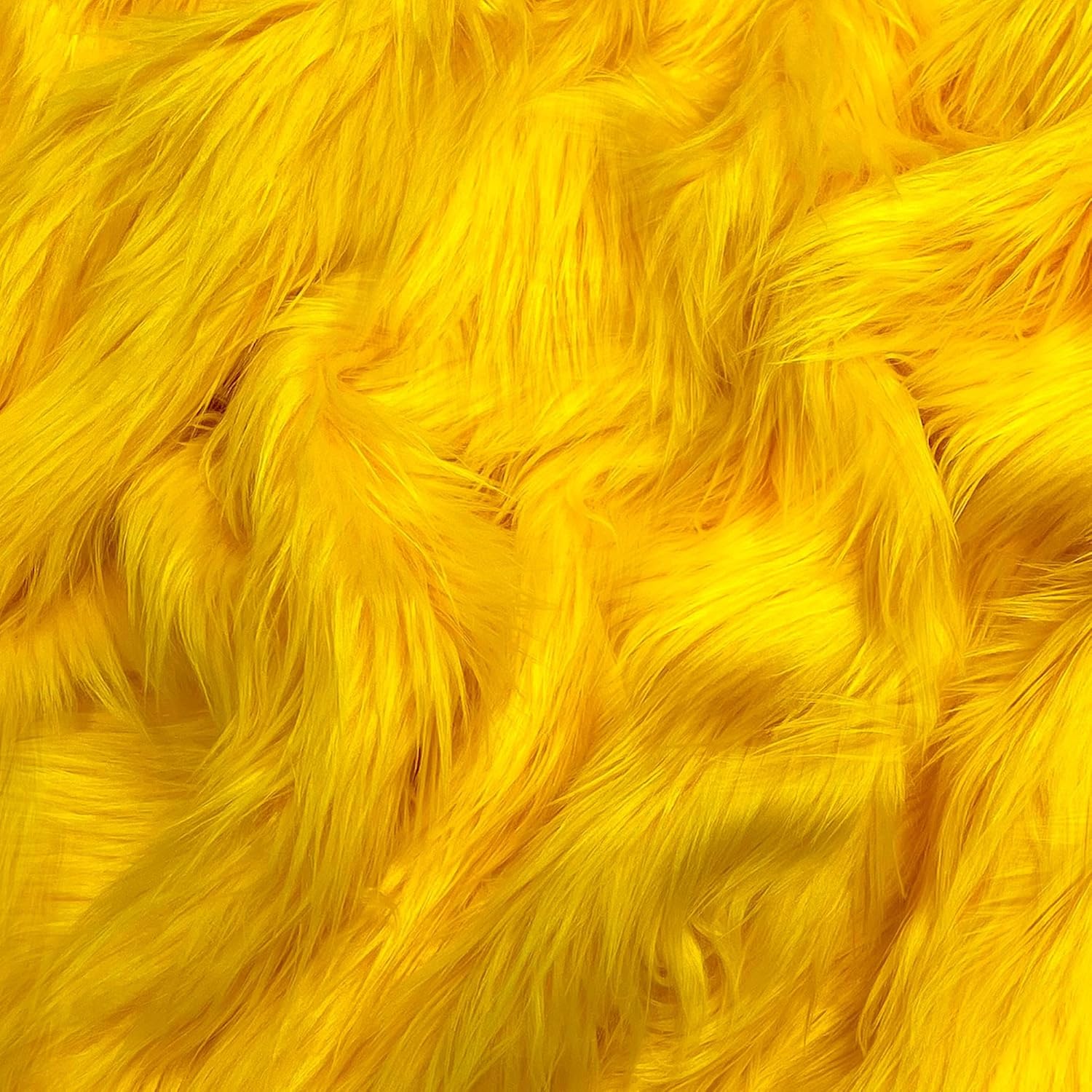 EOVEA Shaggy Faux Fur Fabric by The Yard – 36″ X 60″ Inch Wide – Fluffy Fur Fabric- Plush Furry Materials – Fuzzy Craft Supply for DIY, Halloween, Upholstery, Costume, Sewing(Yellow, One Yard)