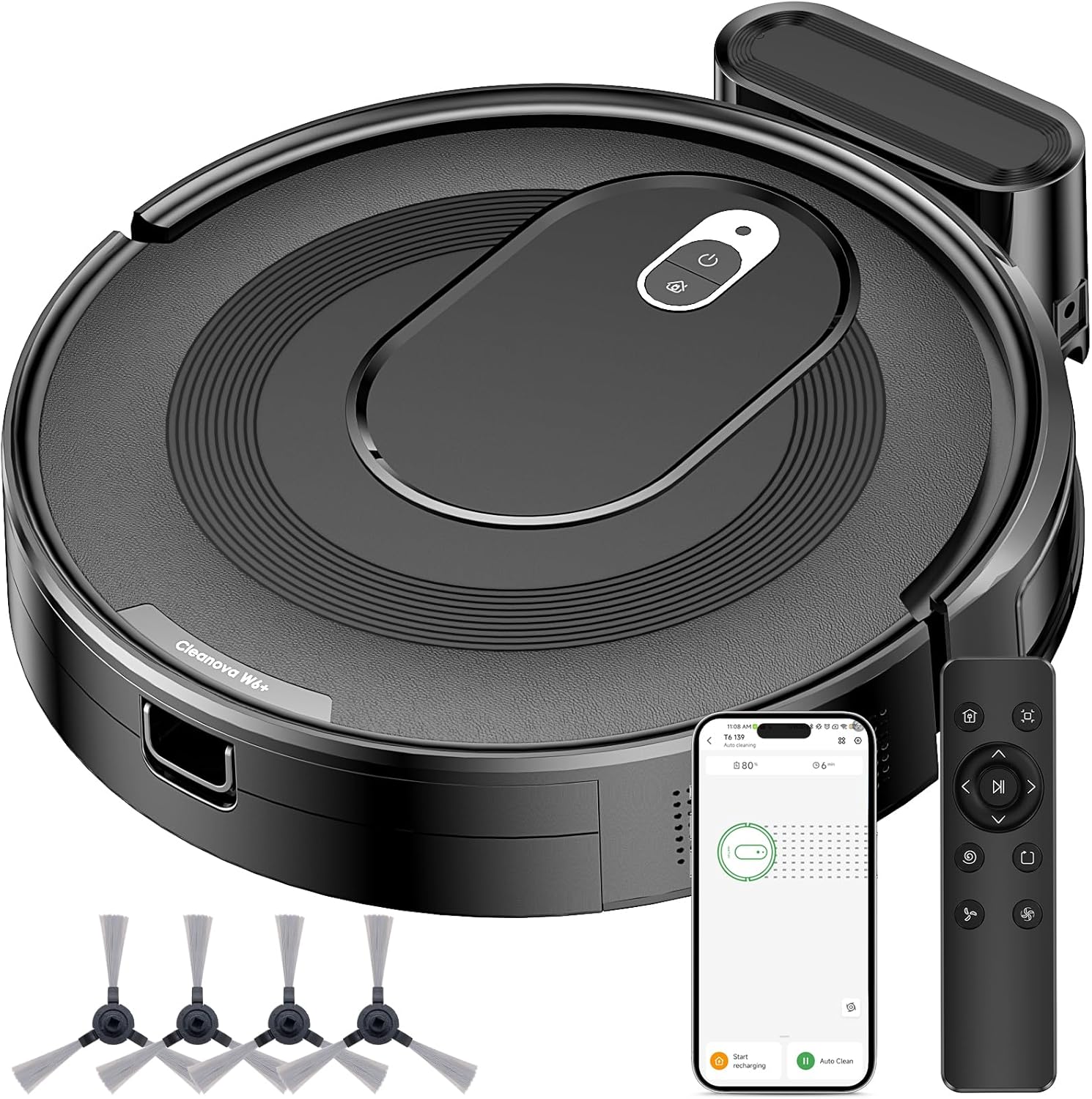 Robot Vacuum Cleaner,2800Pa Suction,720ml Large Capacity,120 Mins Runtime,Self-Charging Slim Robotic Vacuums,APP/Voice/Remote Control,No Entanglement Suction Port Ideal for Pet (Black)