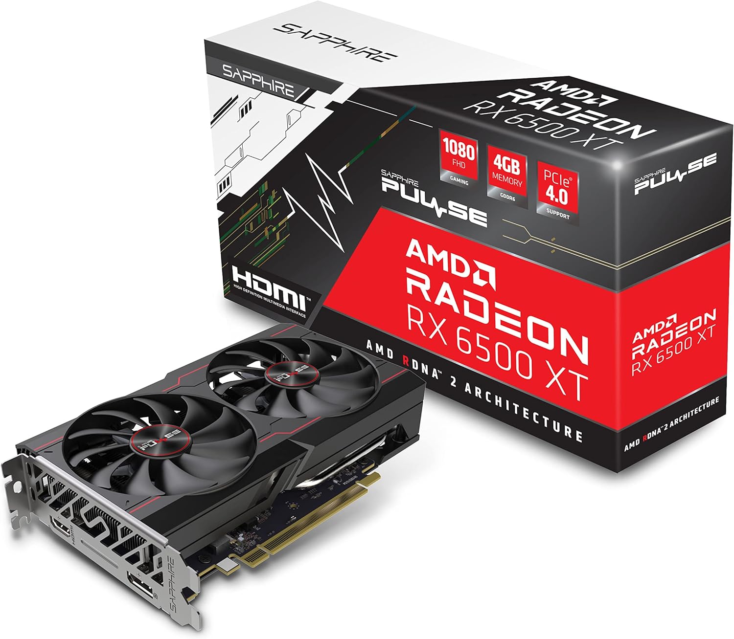 Sapphire 11314-01-20G Pulse AMD Radeon RX 6500 XT Gaming OC Graphics Card with 4GB GDDR6, AMD RDNA 2