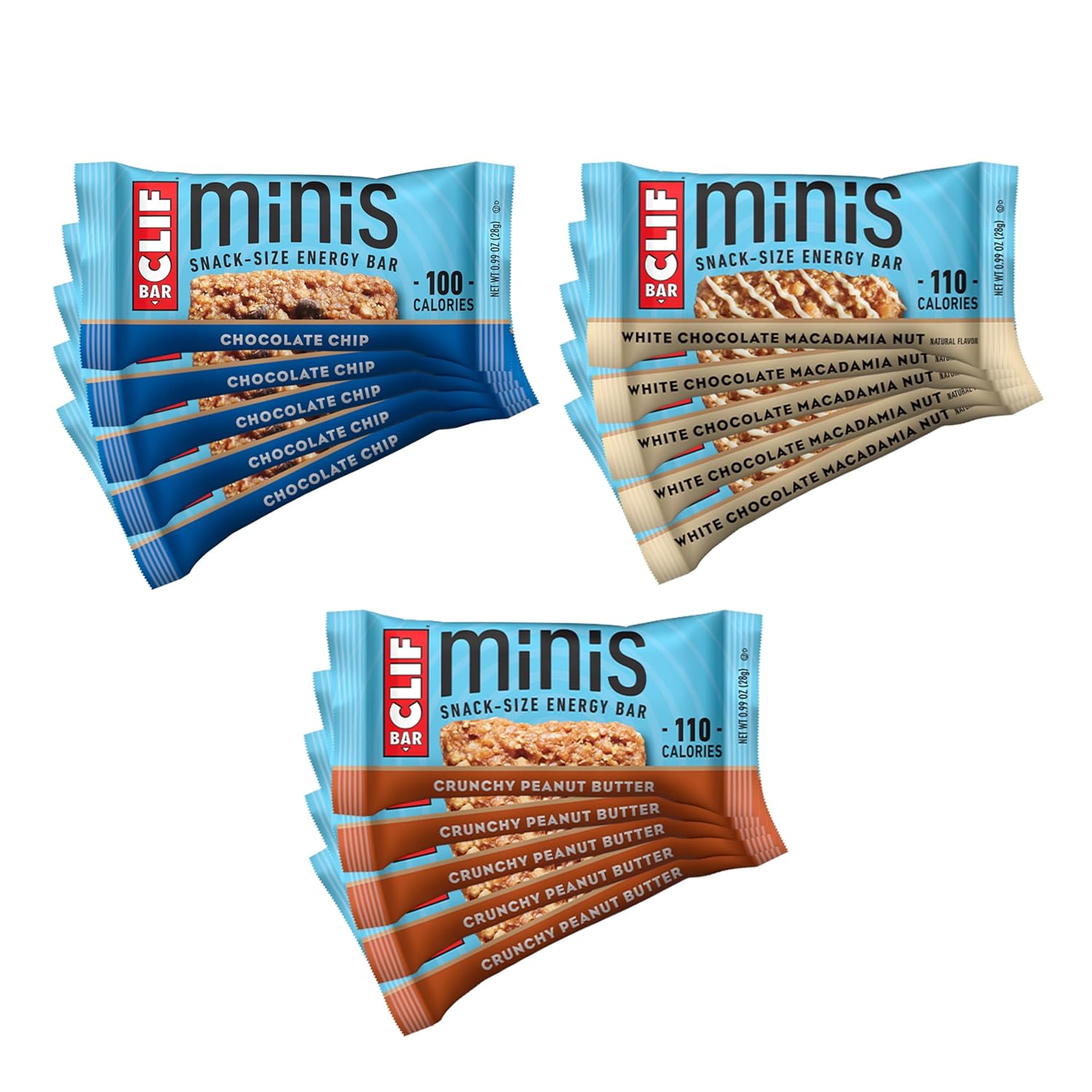 CLIF BAR Minis – Variety Pack – Made with Organic Oats – 4-5g Protein – Non-GMO – Plant Based – Snack-Size Energy Bars – 0.99 oz. (30 Count)