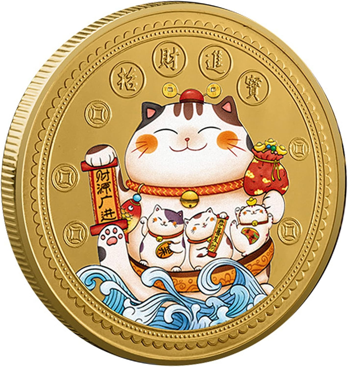 Fortune Cat Lucky Coin for Scratching Lottery Tickets