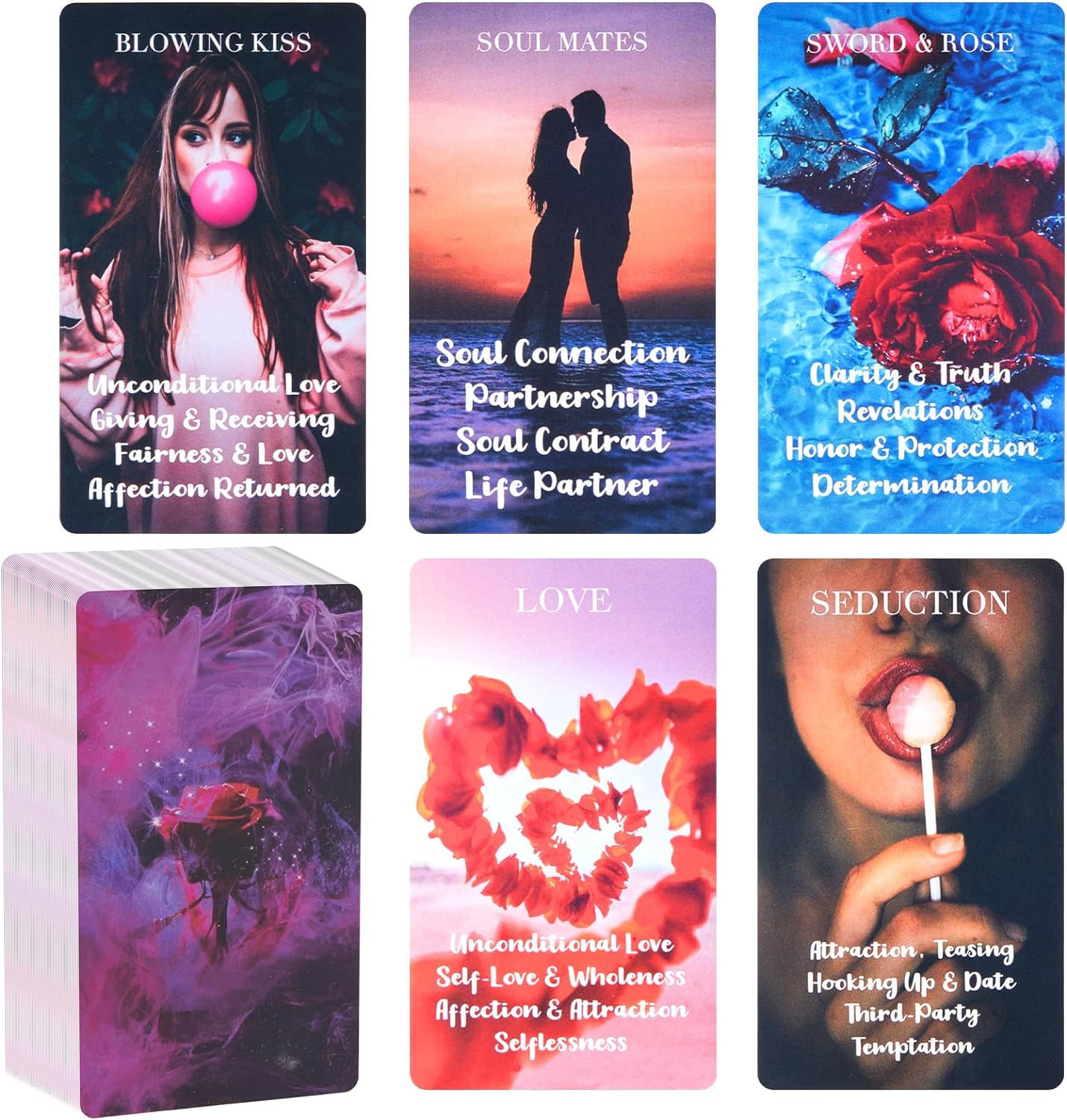 XSYLOHXL Love Oracle Cards for Beginners with Meanings on Them 53 PCS Loving Tarot Deck with Messages on Cards Providing Guidance on Life and Love Inquiries