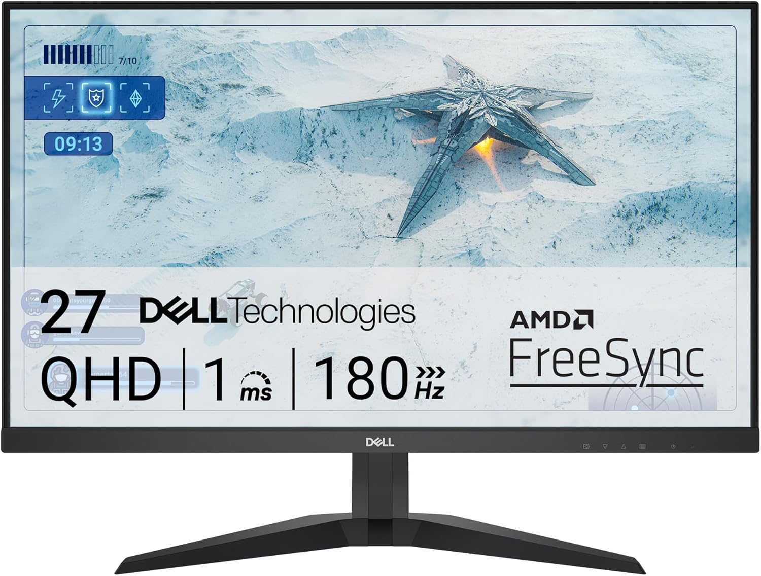 Dell G2725D Gaming Monitor – 27-inch QHD (2560×1440) up to 180 Hz, 2ms Response time, 99% RGB Display, DisplayPort/HDMI Connectivity, AMD FreeSync, Comfortview, Tilt Adjustable – Black