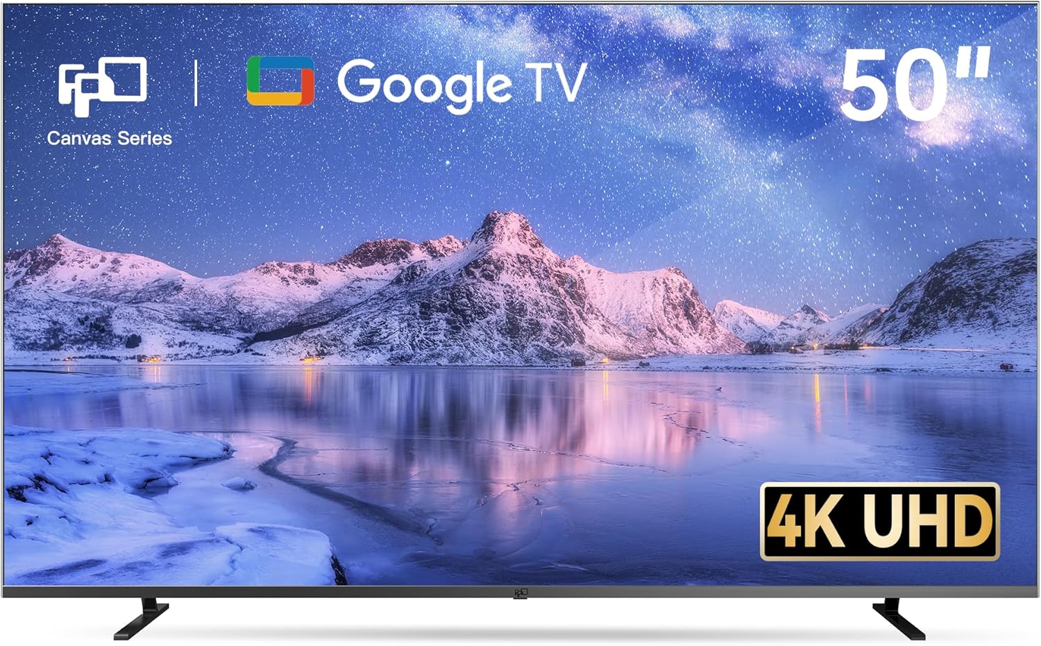 FPD 50 Inch Smart TV 4K LED Google TV with Google Play Built-in Google Cast, HDR 10, MEMC, Voice Assistant Remote,Compatible with Dolby Atmos & Vision, Stream Live UHD TV(Canvas-Series, CG50-C3)