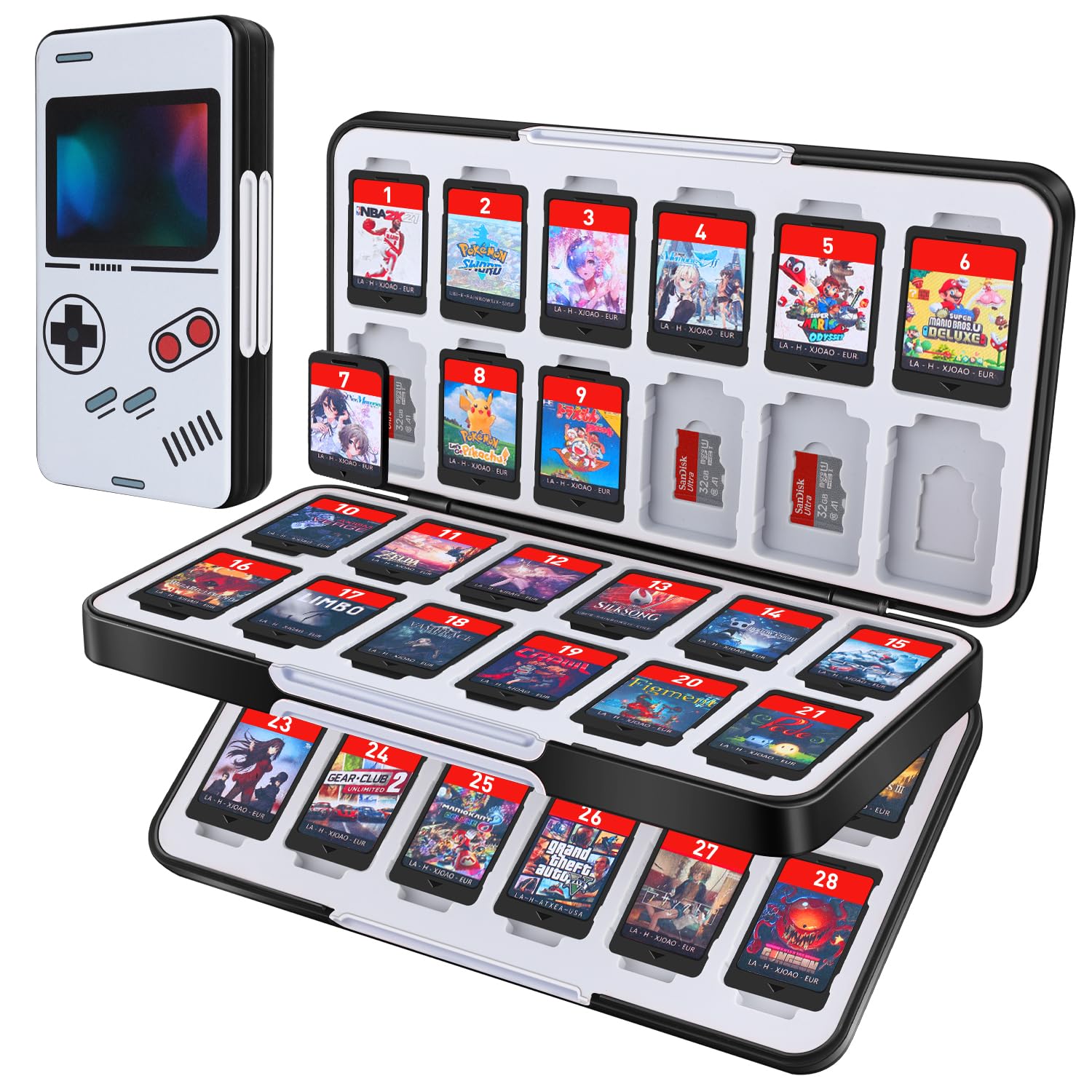 MOSAHOLL Switch Game Card Case Holder – Portable Game Organizer Traveler Gift Accessories with 48 Cartridge Slots and 24 Micro SD Card Storage, Magnetic Closure, Protective Hard Shell and Soft Lining