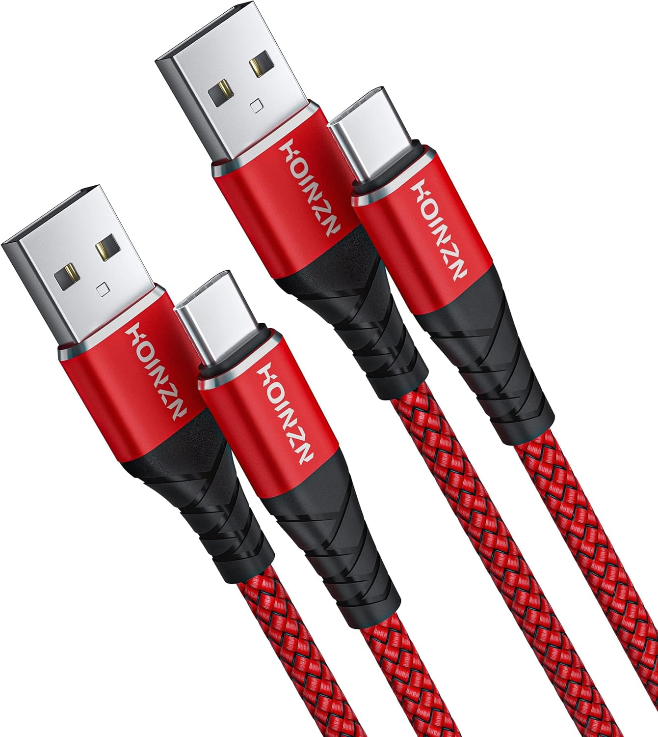 Sturdy USB C Cable[2-Pack,6FT], 3A Type C Fast Charging Cord Durable Braided Compatible with iPhone 15/16 serier, Samsung Galaxy Note 10/S10 LG V30 and More (USB 2.0,Red)