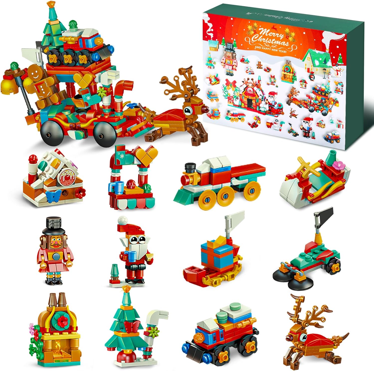 Christmas Advent Calendar 2024, Totiro Building Blocks for Kids 24 Days Countdown Christmas Building Blocks Toys Set Christmas Gift for Boys Girls Adults Xmas Building Bricks Stocking Stuffer Party Favors Home Decors