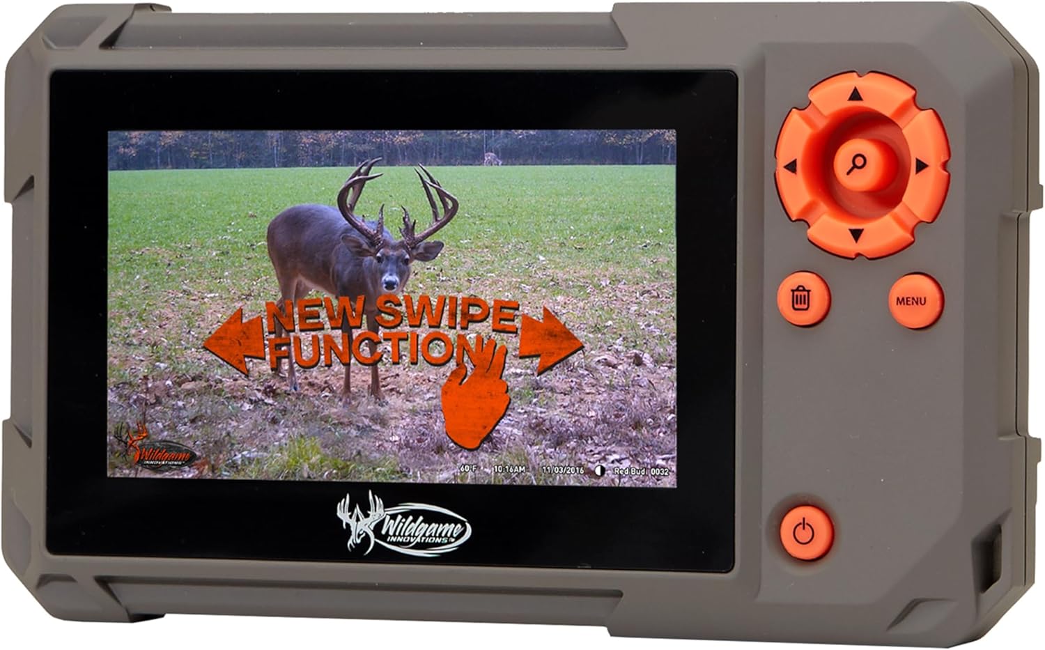 WILDGAME INNOVATIONS Trail Pad Swipe | VU60 SD Card Viewer for Hunting & Wildlife Observation | Compact Water-Resistant Memory Card Reader with 4.3″ Touch Screen, Dark Green