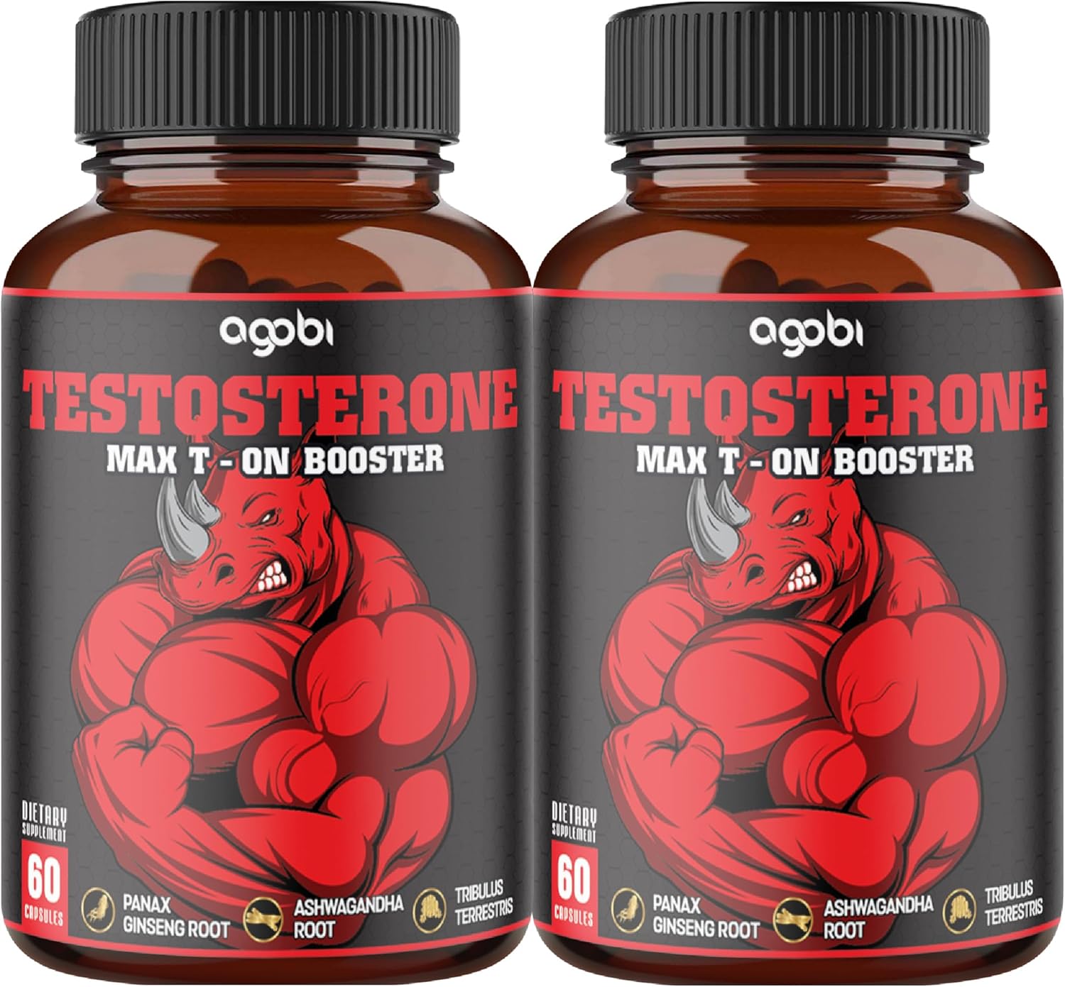 2 Packs 60 Capsules – Testosterone Booster for Men, Muscle Build, Energy & Endurance Support – 11 Herbs Combined with Ginseng, Ashwagandha, Tribulus & More