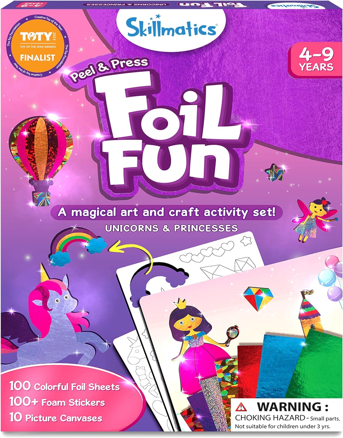 Skillmatics Art & Craft Activity – Foil Fun Unicorns & Princesses, No Mess Art for Kids, Craft Kits & Supplies, DIY Creative Activity, Gifts for Girls & Boys Ages 4, 5, 6, 7, 8, 9, Travel Toys