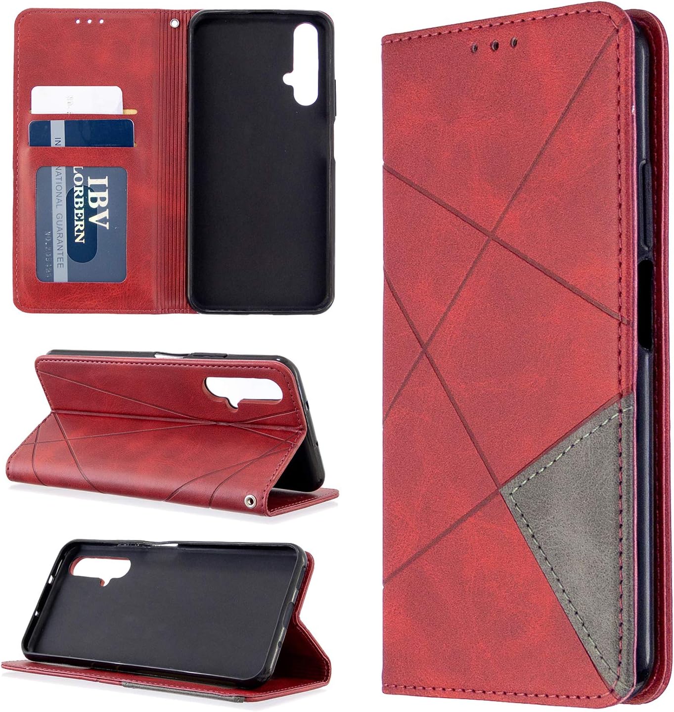 Case for Huawei Honor 20 Case Cover,Case for Huawei Nova 5T YAL-L61A YAL-L61D YAL-L71A / Honor 20 YAL-AL00 YAL-TL00 YAL-L21 / Honor 20S YAL-AL50 YAL-TL50 Case Flip Pu Leather Cover Red