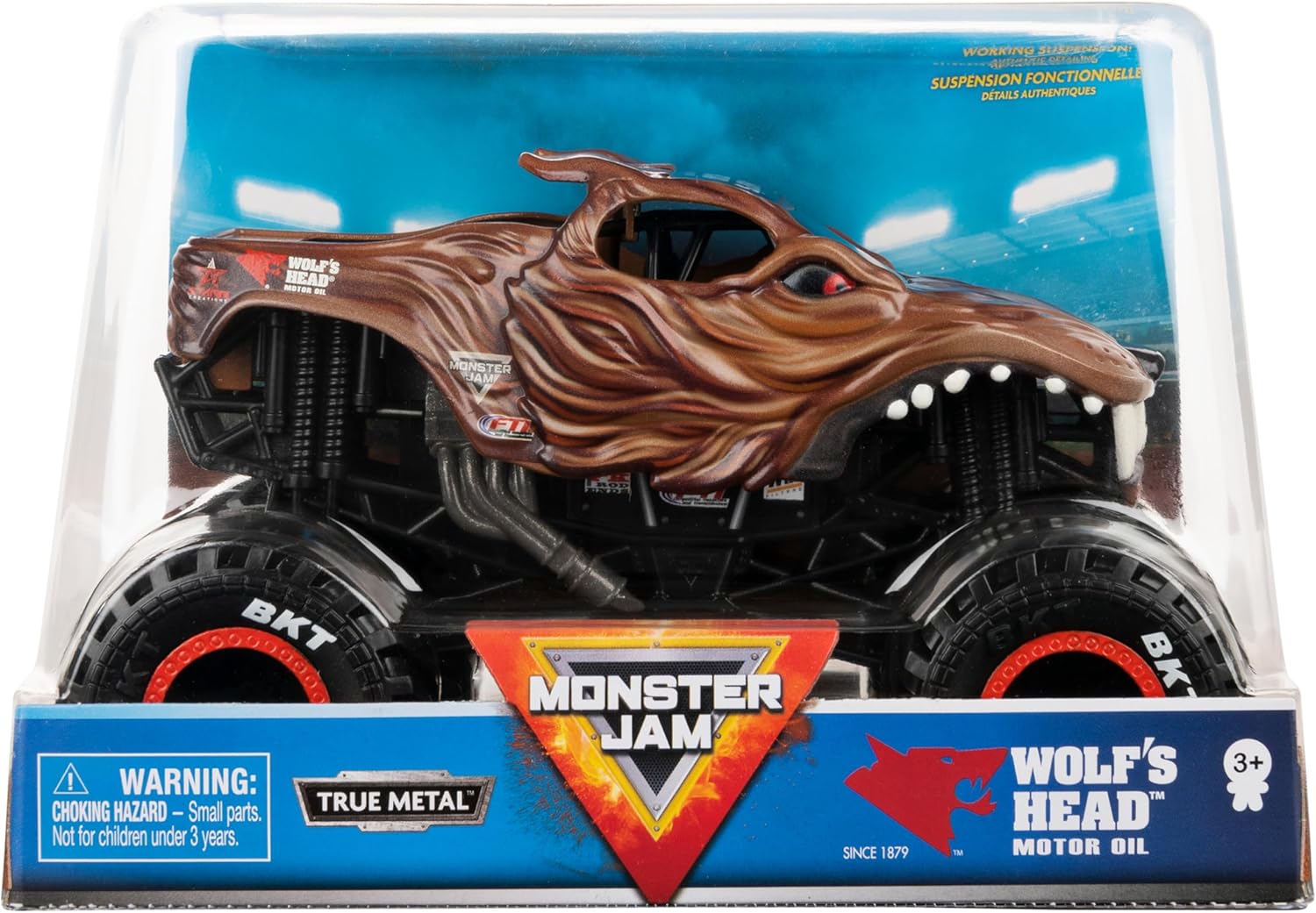 Monster Jam Official Wolf’s Head Monster Truck – Wolf’s Head Collector 1:24 Scale Die-Cast Vehicle – Chrome Rims and BKT Tread Tires for Use in All Playsets – Collectible for Fans & Birthday Parties