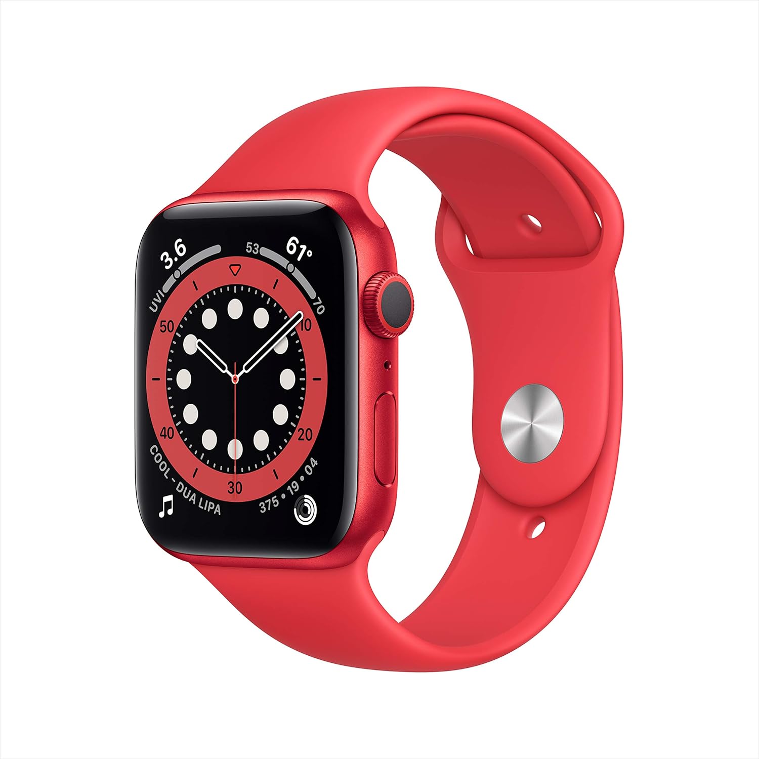 Apple Watch Series 6 (GPS, 44mm) – Red Aluminum Case with Red Sport Band (Renewed)