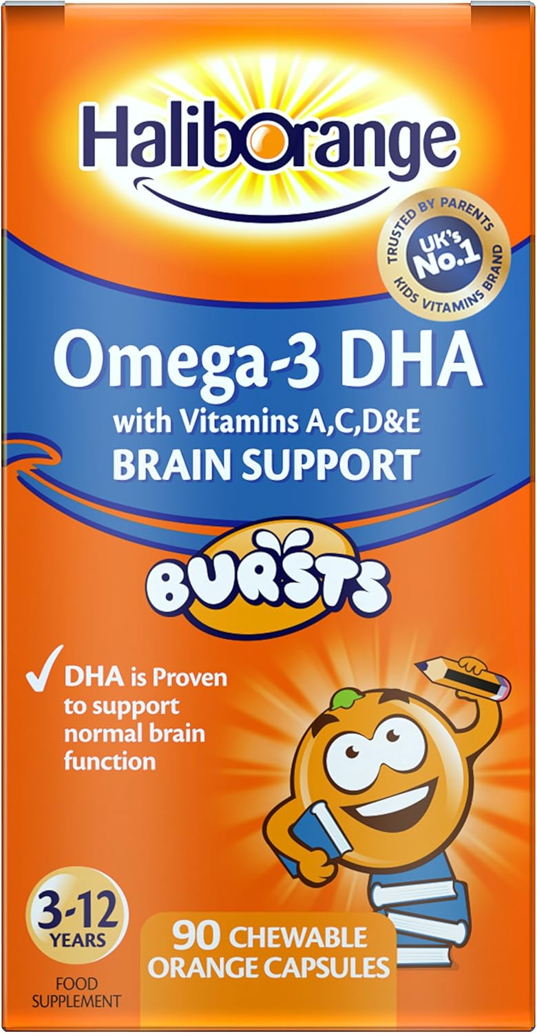 Haliborange Kids Omega-3 with Vitamins 90 Orange Chewable Fruit Burst Capsules