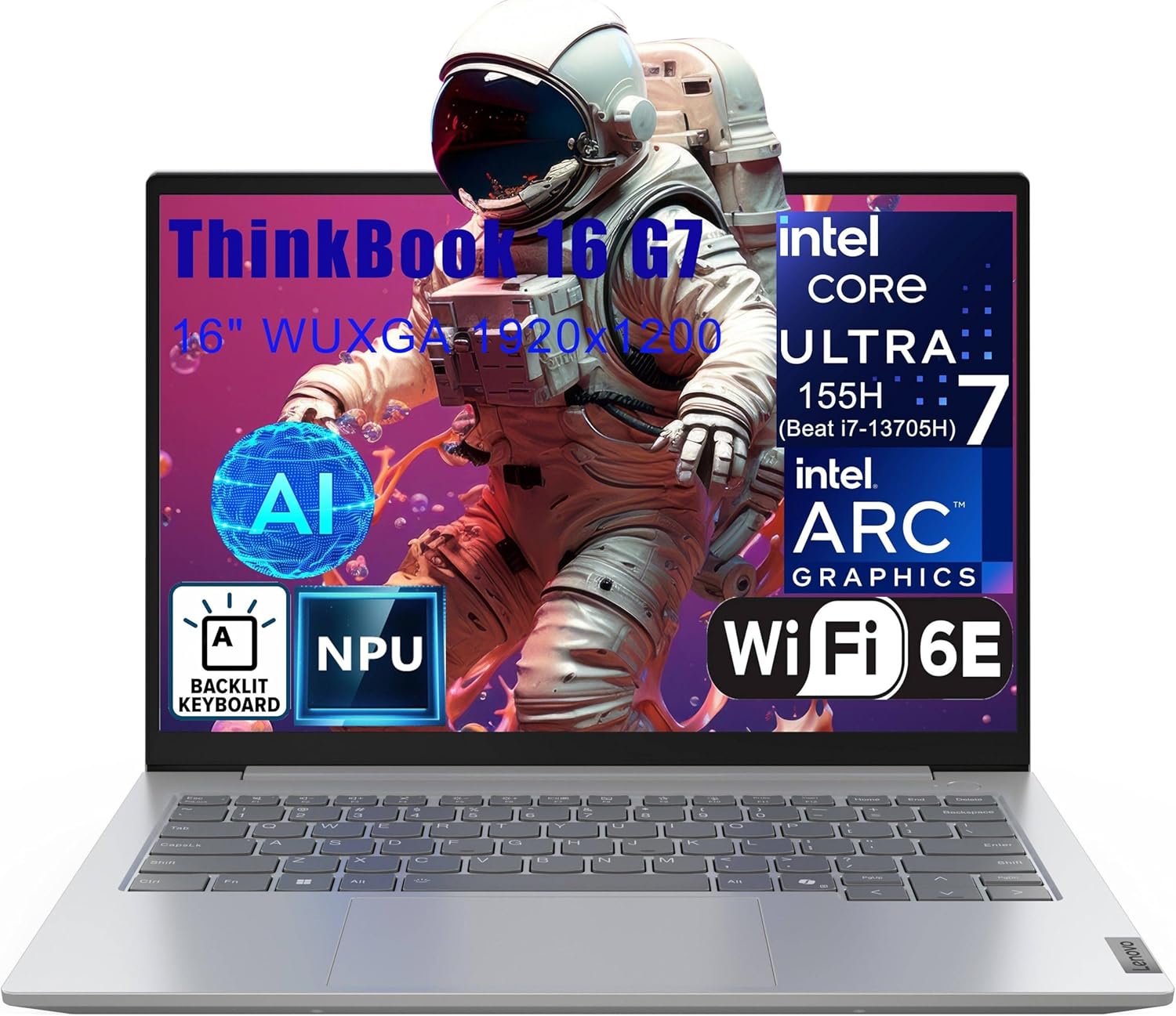 Lenovo Thinkbook 16 Ultra 7 155H Premium Laptop Computer Intel 16-Core 16″ FHD 64GB DDR5 4TB SSD Arc Graphics Backlit Keyboard Thunderbolt Win 11 Pro NPU AI Experience Copilot Business Laptop AZXUT