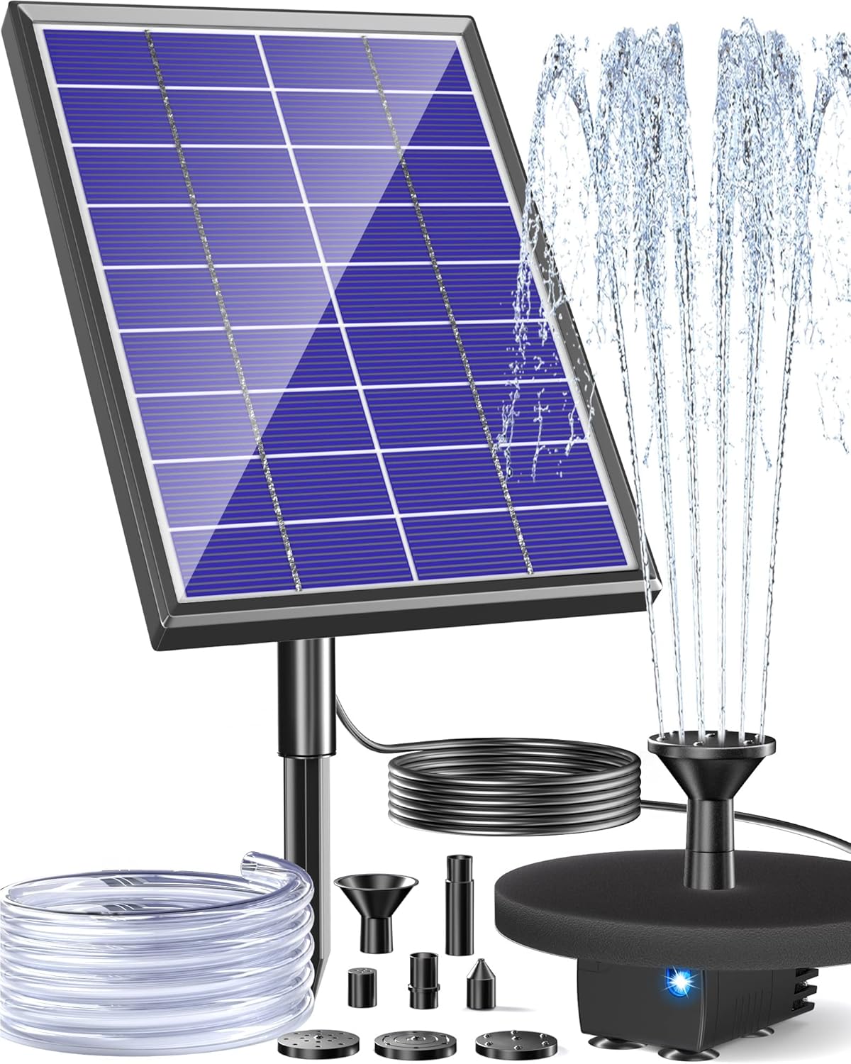 NFESOLAR 6W Solar Water Pump for Bird Bath, Solar Fountains Pump Outdoor, 66 GPH, 30in Spray Height, 10ft Cable, 4ft Tubing, for Water Feature, Birdbath, Pond, Garden, Yard, Pool