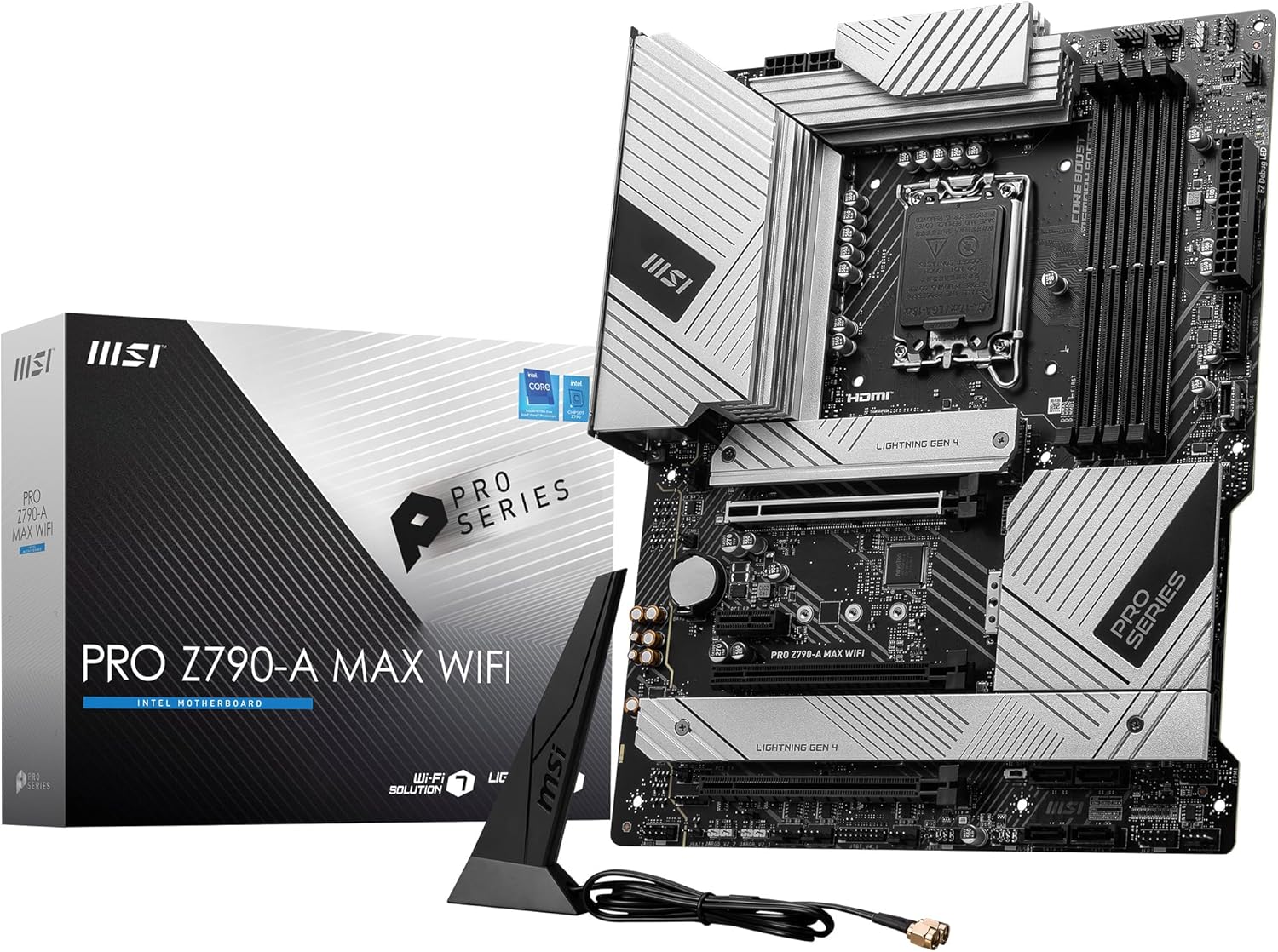 MSI PRO Z790-A MAX WiFi ProSeries Motherboard (Supports 12th/13th/14th Gen Intel Processors, LGA 1700, DDR5, PCIe 5.0, M.2, SATA 6G, 2.5Gbps LAN, USB 3.2 Gen2, Wi-Fi 7, Bluetooth 5.4, ATX)