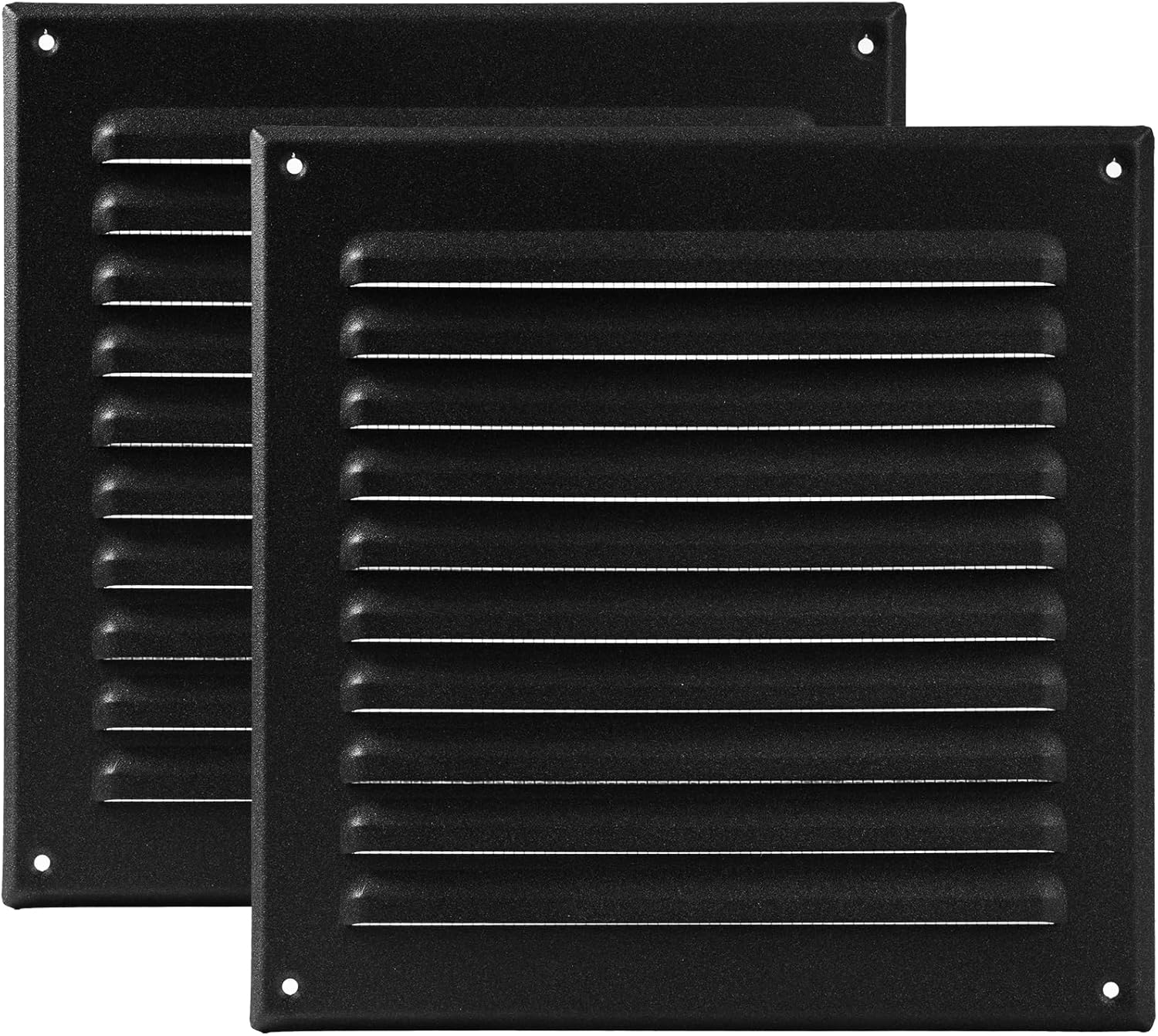 Vent Systems – 8″ x 8″ Inch (Opening Dimensions) Pack of 2 Black Metal Square Soffit Air Vent Grille Cover – Built-in Insect Screen – HVAC for Home Improvement 10″ x 10″ Inch (Outer Dimensions)