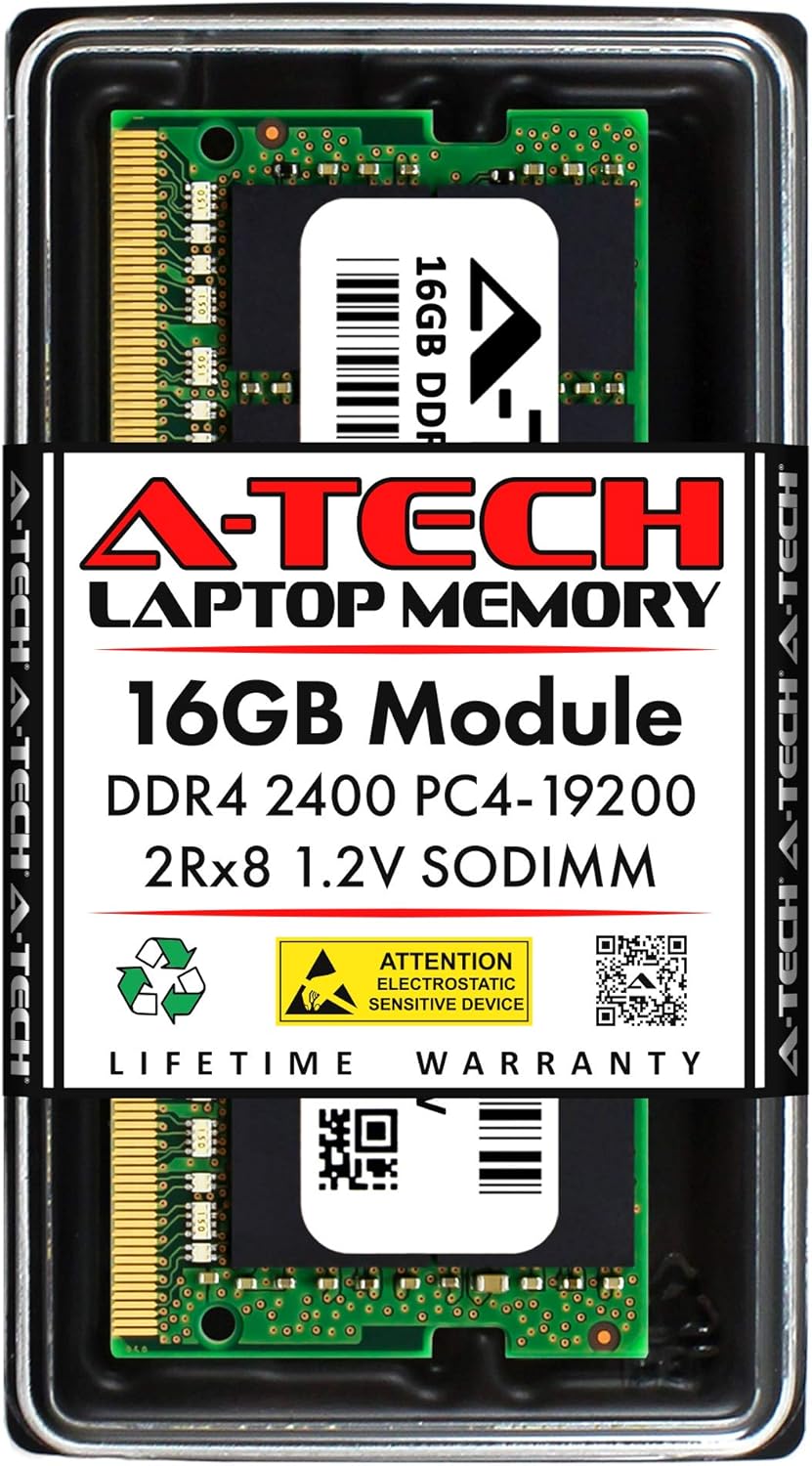 A-Tech 16GB RAM Replacement for Dell SNP821PJC/16G, A9168727, 821PJ, 0821PJ | DDR4 2400MHz PC4-19200 2Rx8 Non-ECC SODIMM Laptop & All-in-One Single Memory Module