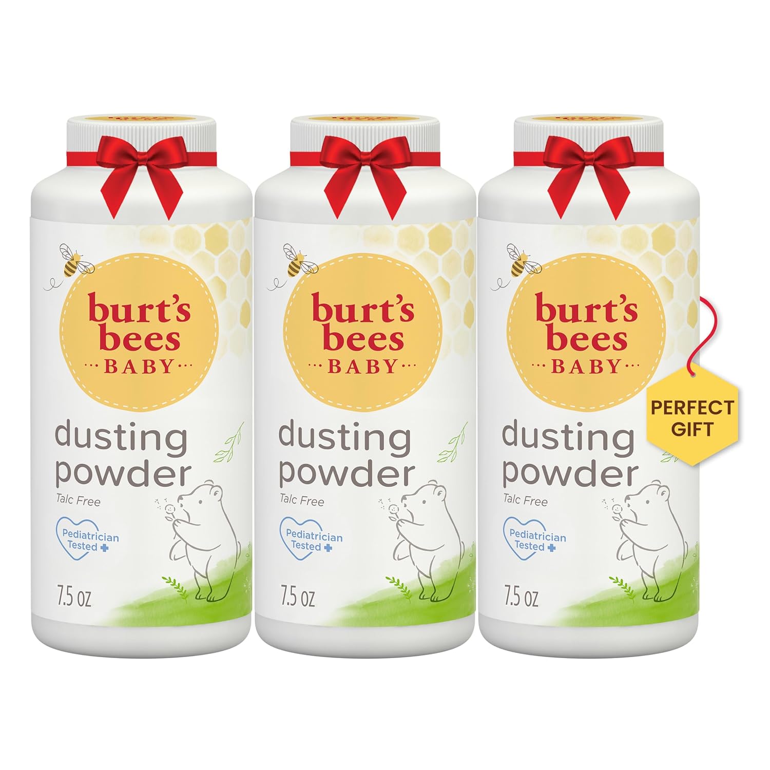 Burt’s Bees Christmas Gifts, Baby Dusting Powder, 100% Natural Origin, Talc-Free, Pediatrician Tested Stocking Stuffers, 7.5 Ounces, Pack of 3, Pack May Vary