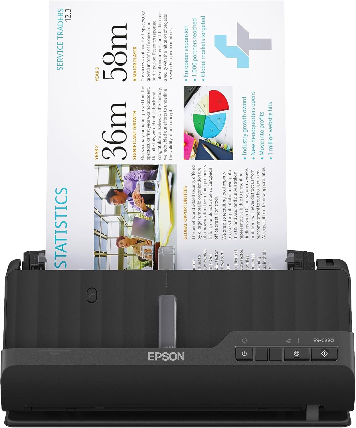 Epson Workforce ES-C220 Compact Desktop Document Scanner with 2-Sided Scanning and Auto Document Feeder (ADF) for PC and Mac