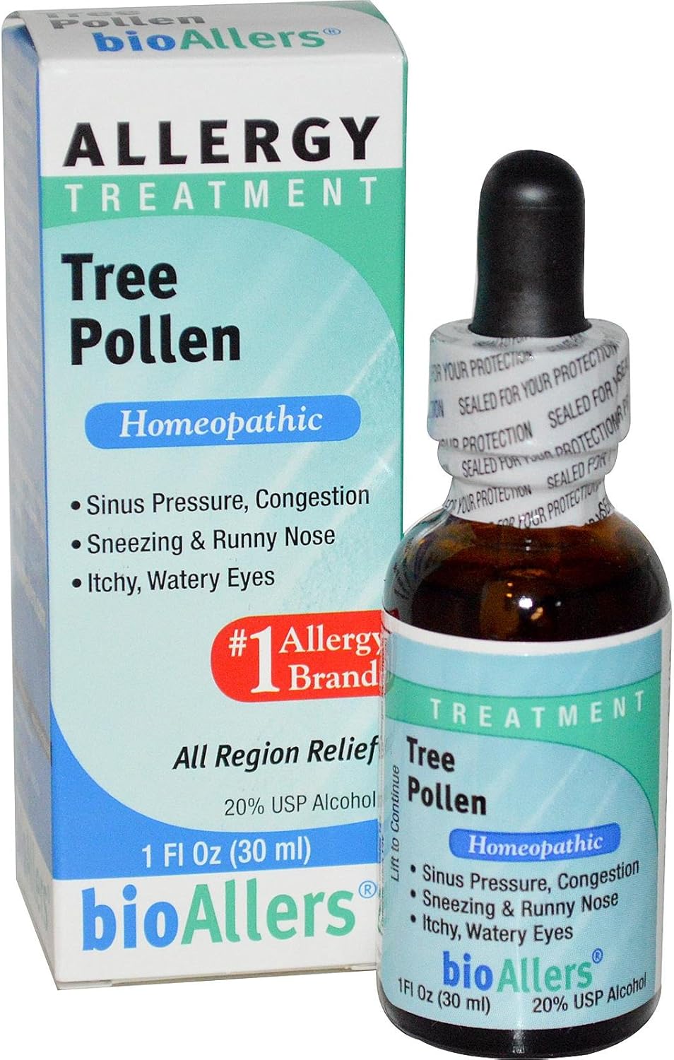 bioAllers Tree Pollen Allergy Treatment | Homeopathic Drops for Sinus Pressure, Congestion, Sneezing, Runny Nose & Itchy, Watery Eyes | 1 Fl Oz