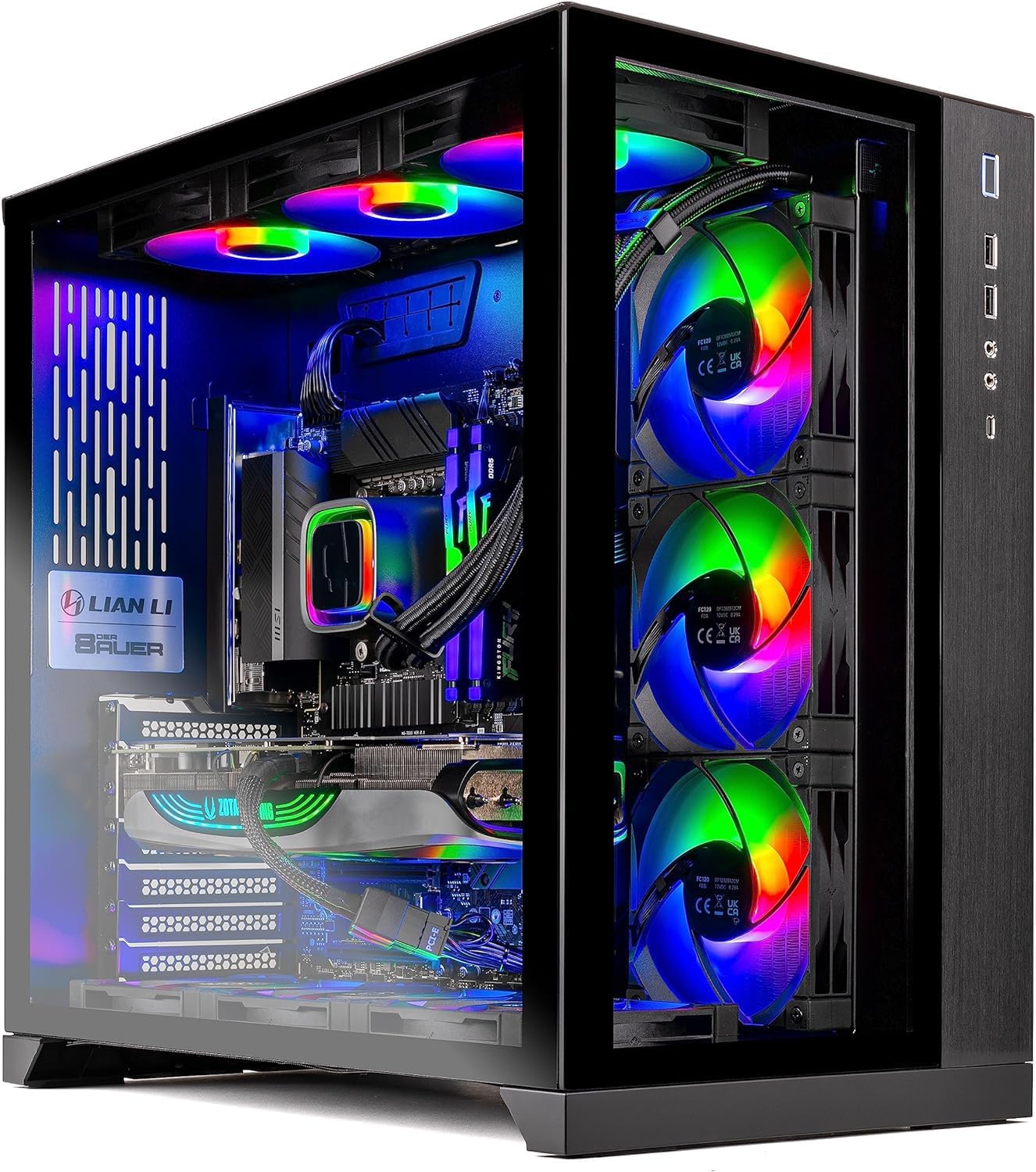 Skytech O11D Gaming PC Desktop, Ryzen 7 7800X3D 4.2 GHz (5GHz Turbo Boost), AMD RX 7800XT 16GB GDDR6, 1TB Gen4 SSD, 32GB DDR5 RAM 5600 RGB, 750W Gold PSU, 360mm ARGB AIO, Wi-Fi, Win 11 Home