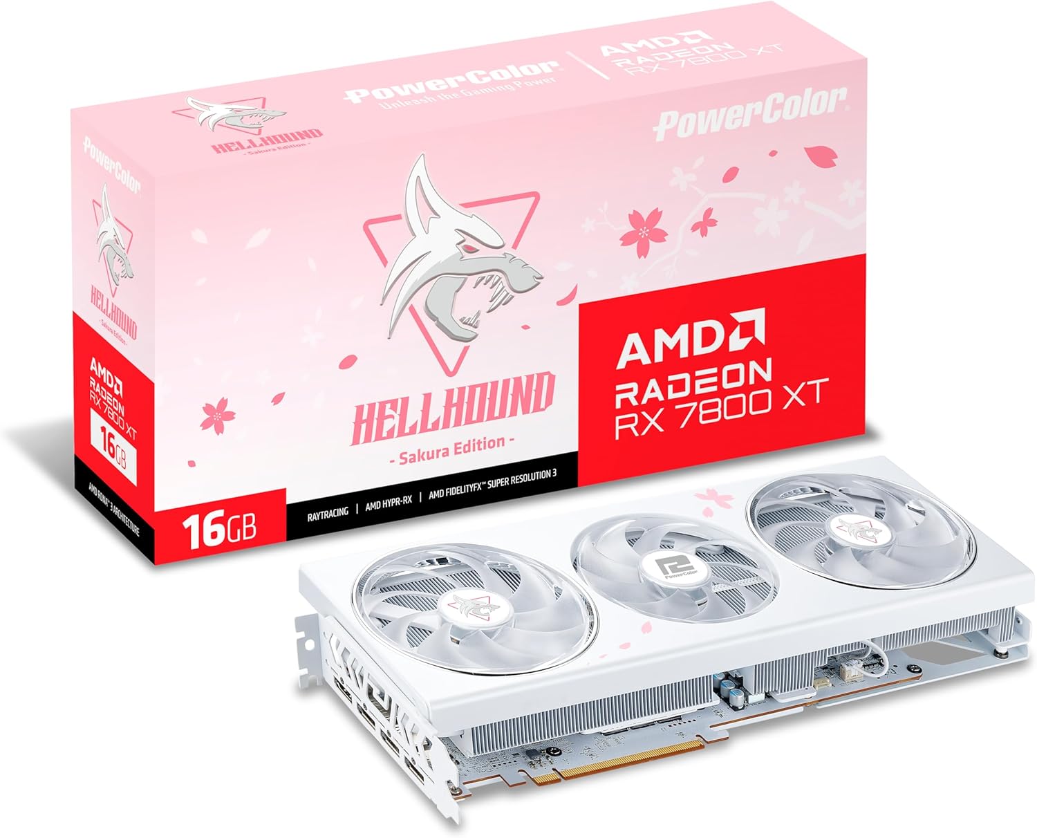 PowerColor Hellhound Sakura AMD Radeon 7800 XT 16GB GDDR6 Graphics Card