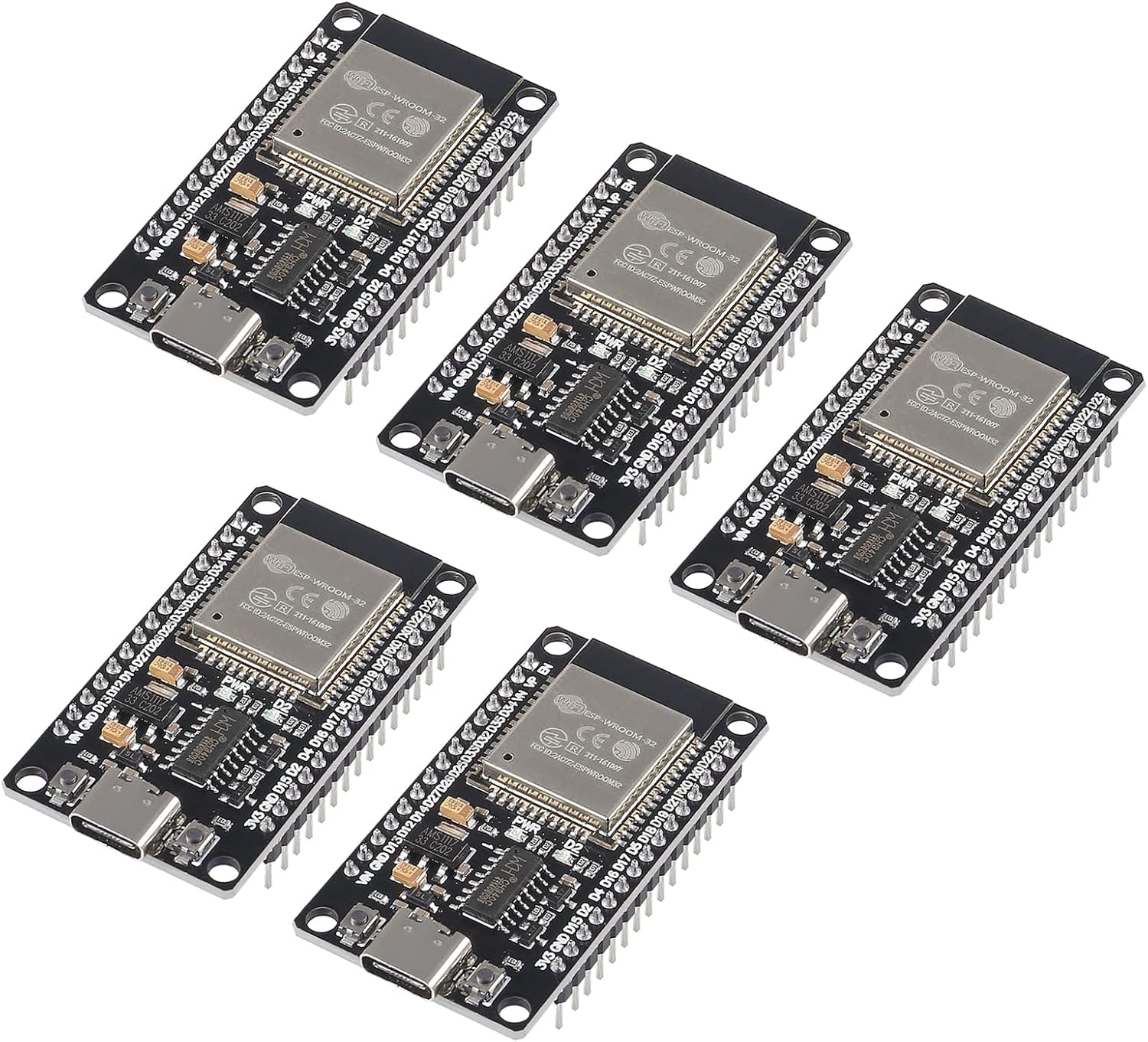 AITRIP 5PCS ESP-WROOM-32 ESP32 ESP-32S Type-C USB Development Board 2.4GHz Dual-Mode WiFi + Bluetooth Dual Cores Microcontroller Processor Integrated with Antenna RF AMP Filter AP STA for Arduino