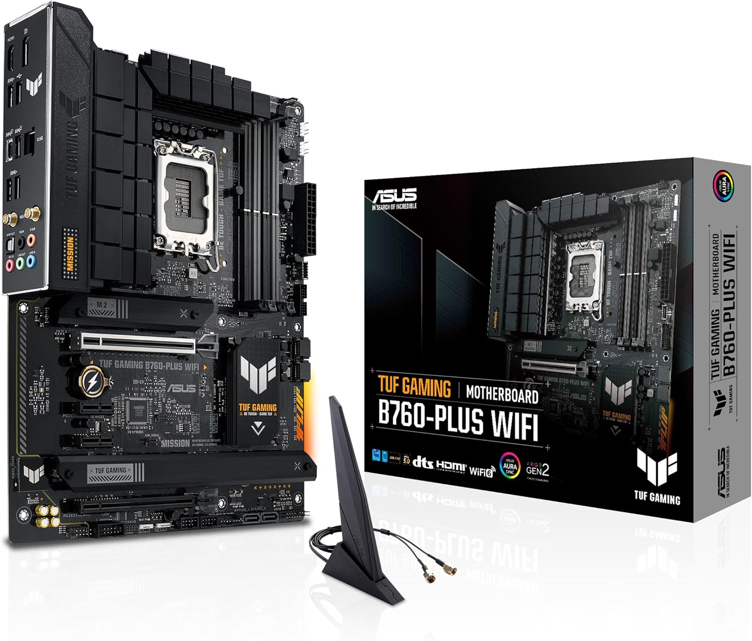 ASUS TUF GAMING B760-PLUS WIFI (13th and 12th Gen)LGA 1700 ATX motherboard with PCIe 5.0, 3xPCIe 4.0 M.2 slots,DDR5,2.5Gb LAN,USB 3.2 Gen 2×2 Type-C, front USB 3.2 Gen 2 Type-C, Thunderbolt 4, AEMP II