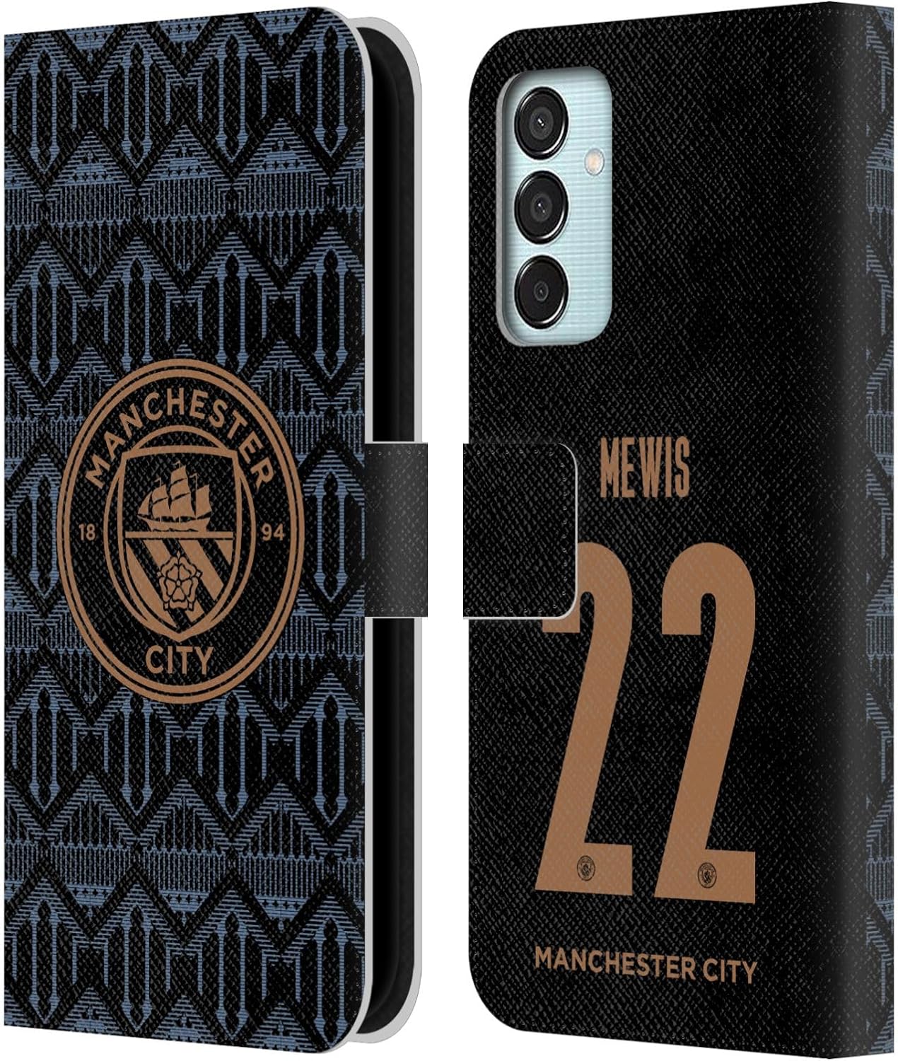 Head Case Designs Officially Licensed Manchester City Man City FC Sam Mewis 2020/21 Women’s Away Kit Group 1 Leather Book Wallet Case Cover Compatible with Samsung Galaxy M15/F15 5G