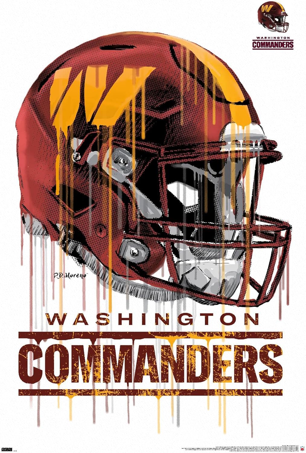 Trends International NFL Washington Commanders – Drip Helmet 22 Wall Poster, 22.375″ x 34″, Unframed Version