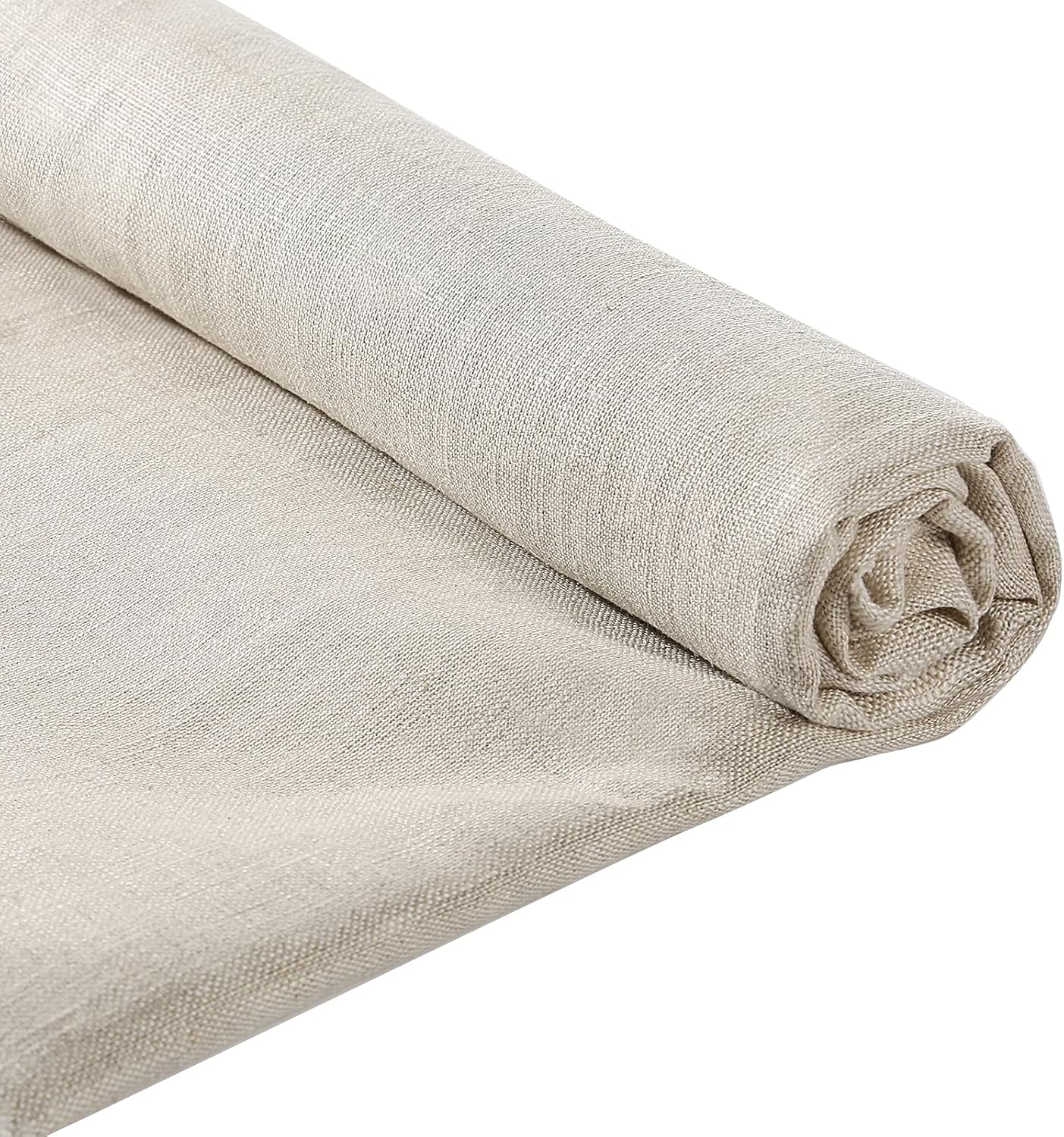 Pllieay 39 x 55 Inch Natural Pure 100% Linen Fabric, Plain Solid Colour Linen Fabric Cloth for Needlework, Dressmaking, Skirts, Bag, Embroidery, Tablecloths and Garments Craft