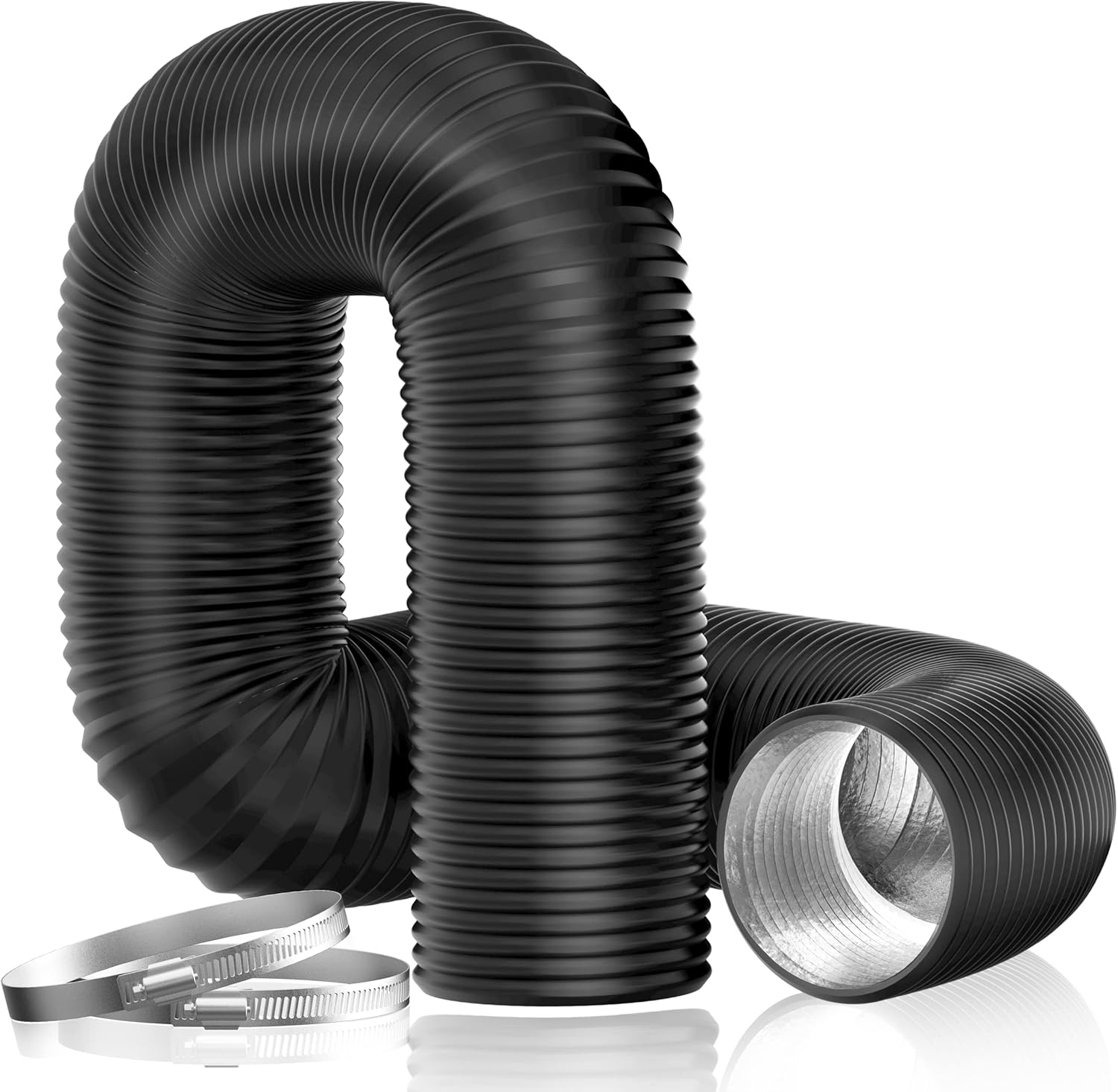 Dryer Vent Hose, 4” Insulated Flexible Duct 16FT with 2 Duct Clamps, Heavy-Duty Three Layer Protection for HVAC Ventilation, Duct Fan Systems