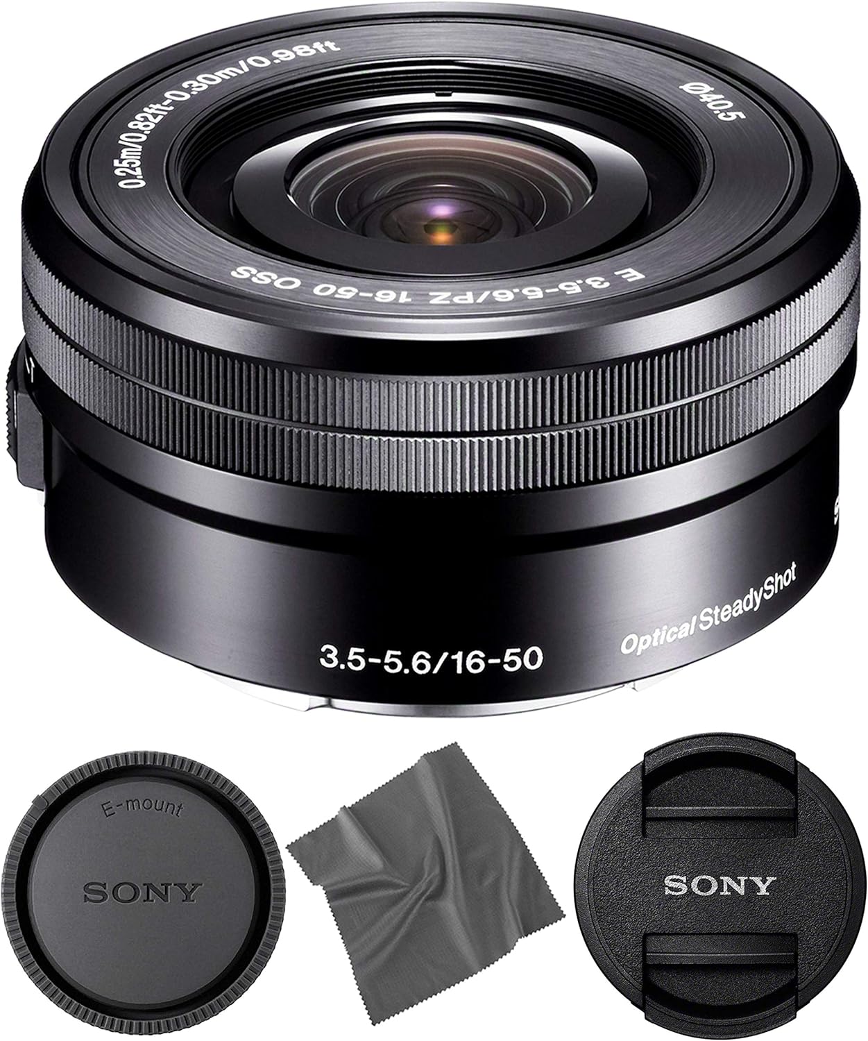 Sony SELP1650 16-50mm OSS Lens: Sony E PZ 16-50mm f/3.5-5.6 OSS Lens (Black) + Pro Starter Bundle Kit Combo – International Version (1 Year Warranty)