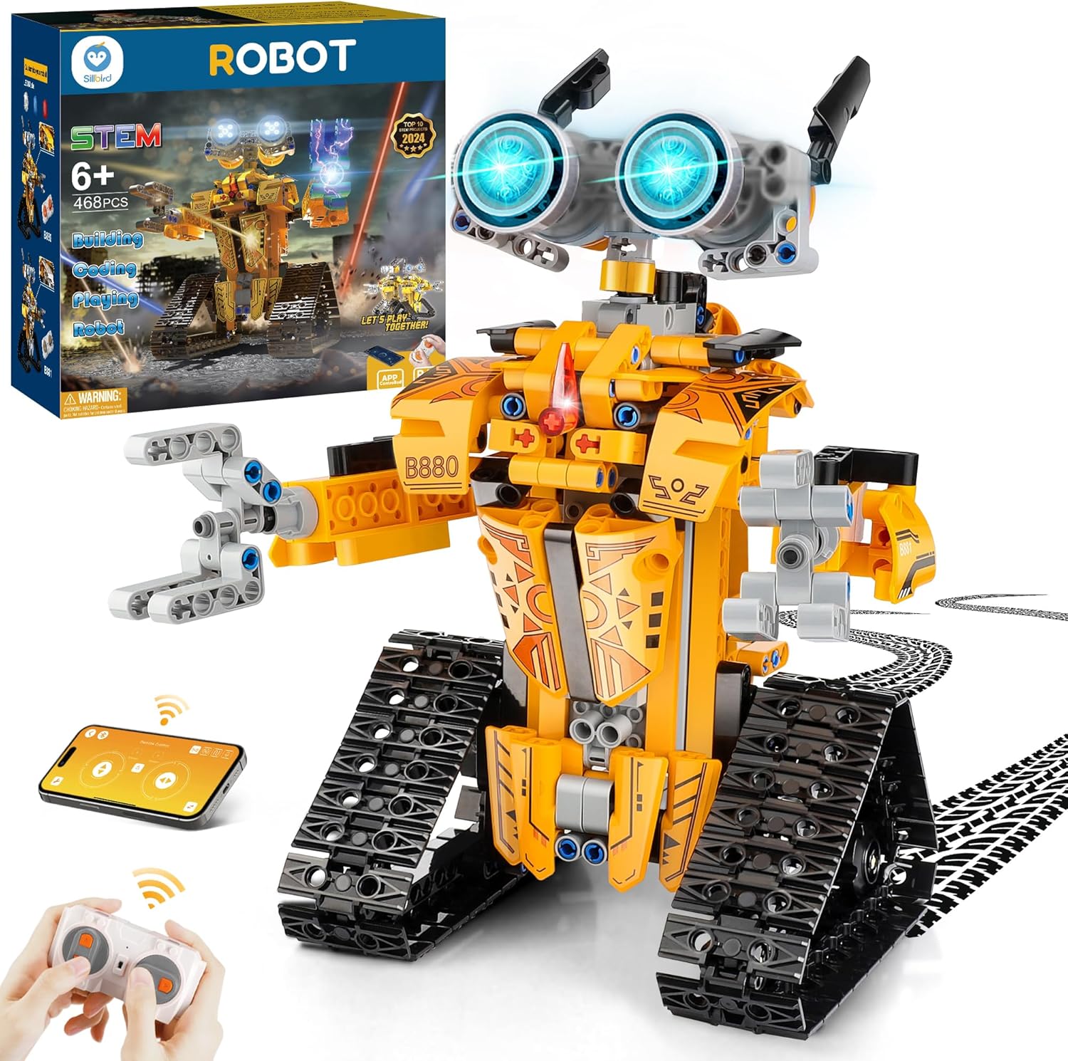 Sillbird Robot Toys for Kids 8-12, Remote & APP-Controlled Robotics Kit Stem Kit Educational Gifts Toys for 8 9 10 12 13+, New 2024(468 Pieces)