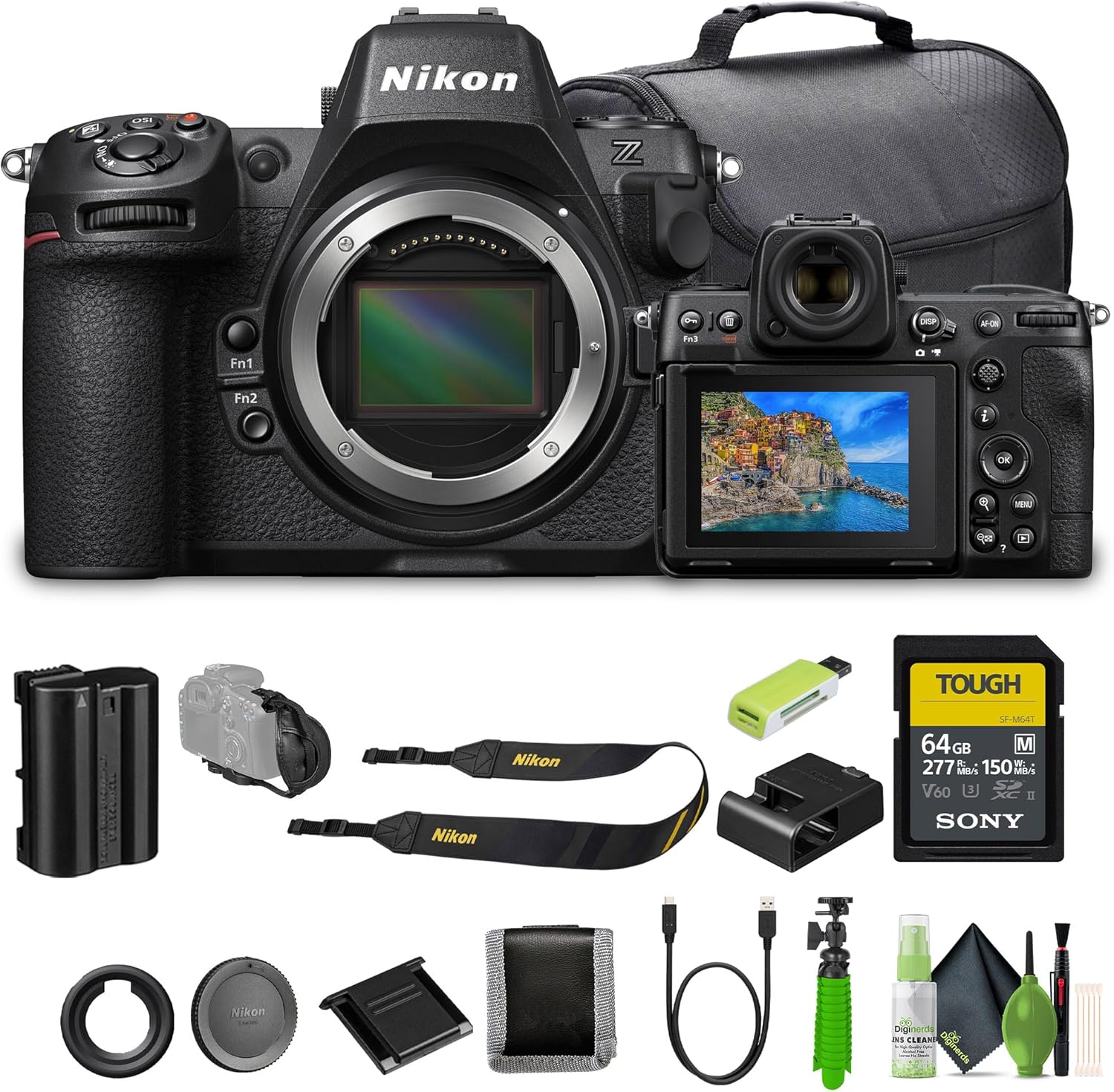 Nikon Z8 Professional Full Frame Mirrorless 8K Video & Stills Hybrid FX Camera+ Memory Card Wallet + 64GB SF-M Tough Series Memory Card + 12 Inch Flex Tripod + More (Renewed)