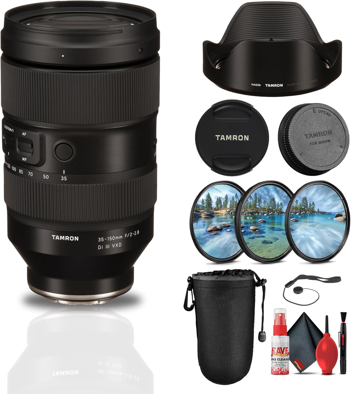 Tamron 35-150mm f/2-2.8 Di III VXD Lens (Nikon Z) + Protective Lens Pouch + 3 Piece Filter Kit + Lens Cap