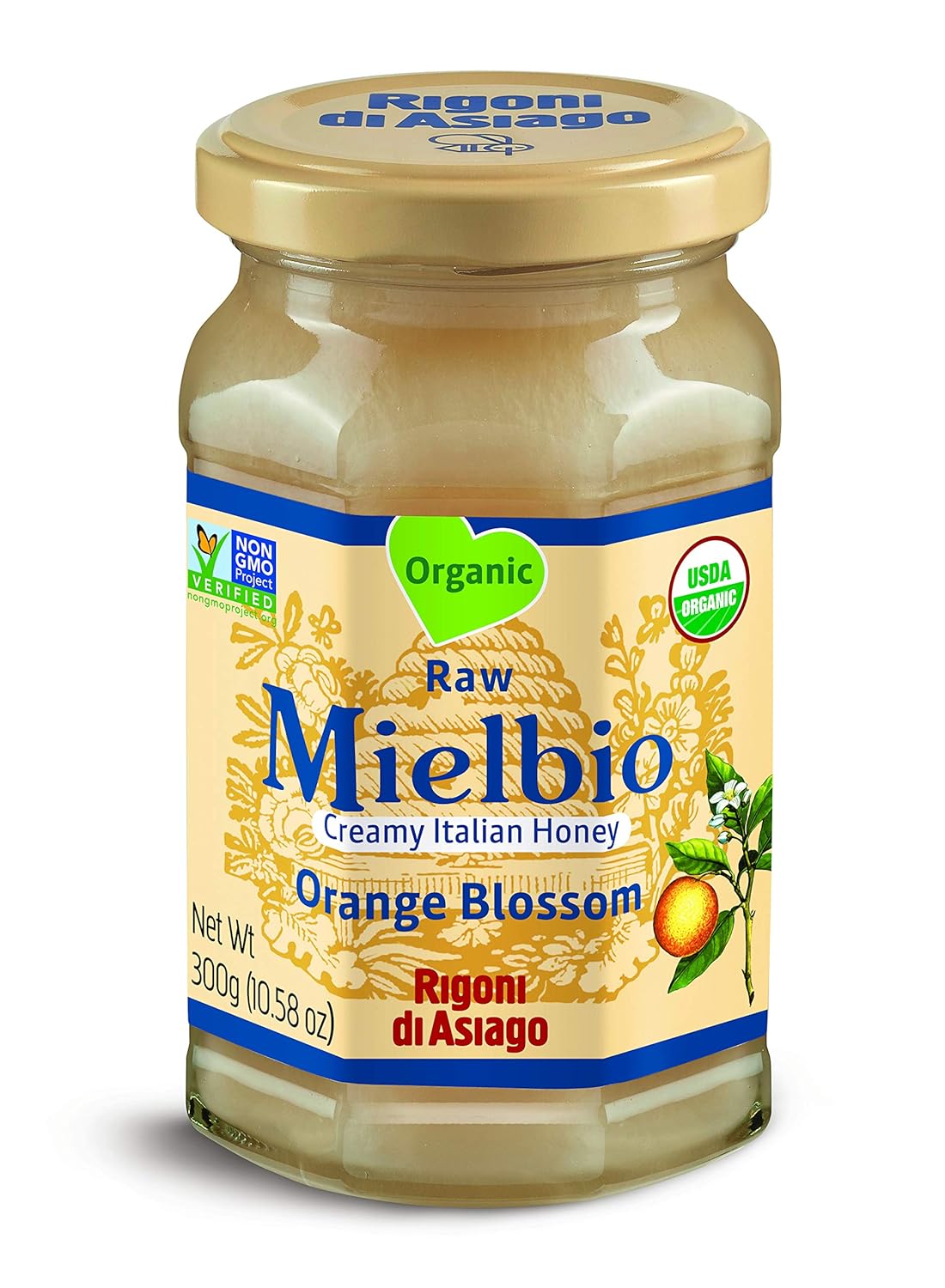 Rigoni Di Asiago Mielbio Italian Raw and Creamy Honey, Orange Blossom, 10.58 Ounce, (Pack of 1)