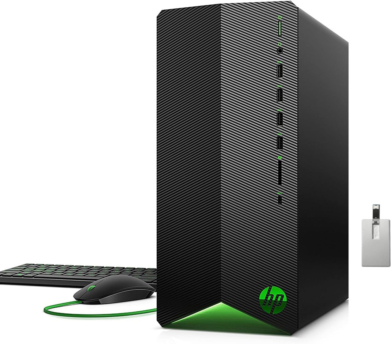 HP 2022 Pavilion Gaming Desktop Computer, Intel Core i5-10400F, 32GB RAM, 1TB PCIe SSD, NVIDIA GeForce RTX 3060 Graphics, Win 11 Pro, Black, 32GB Snowbell USB Card, Keyboard&Mouse