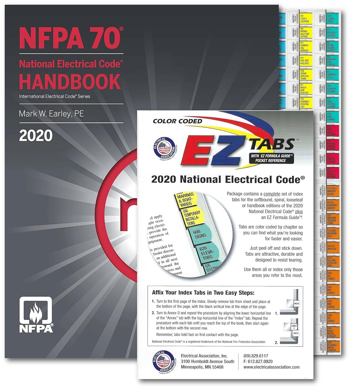 NFPA 70 2020 NEC National Electrical Code Handbook (Hardcover) with EZ Tabs (Color Coded) and Formula Guide 2020 Edition