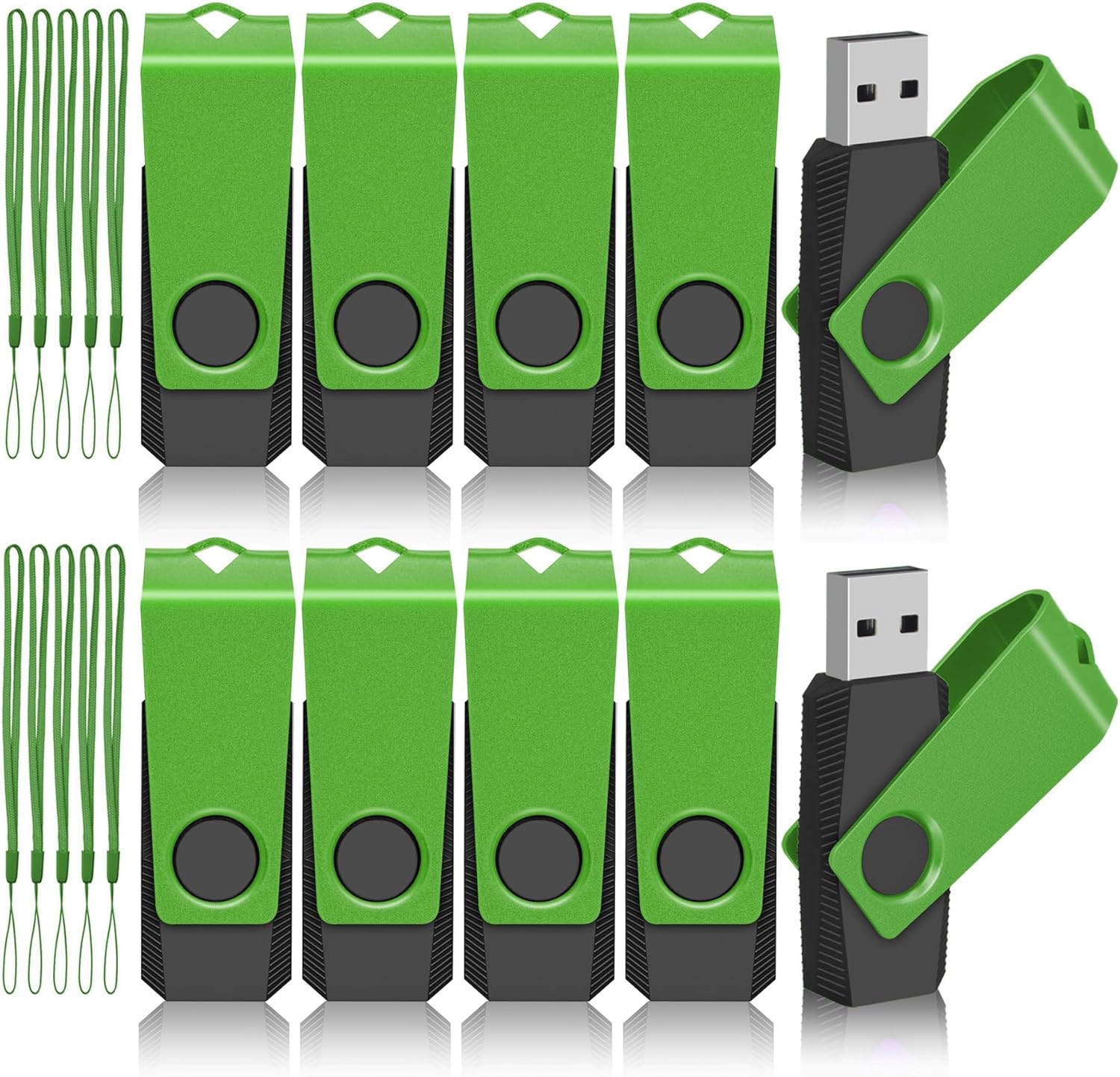 AGECASH USB Drive 2GB USB Flash Drive 10 Pack, Bulk USB 2.0 Thumb Drive Swivel Pendrive USB Memory Stick Jump Drive with 10PCS Lanyard & Lable, Multipack Zip Drive USB Key for Back to School Supplies