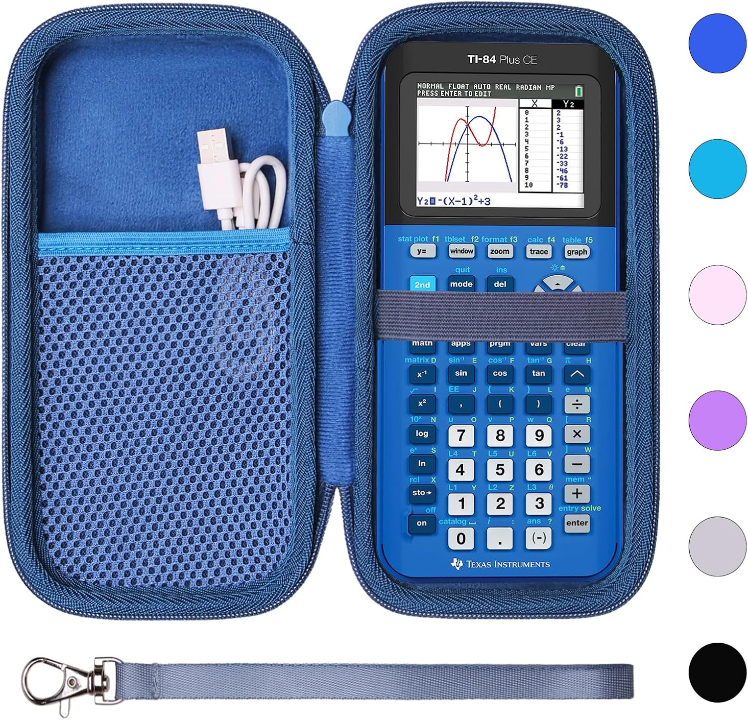 Calculator Case Compatible with Texas Instruments TI-84 Plus CE/TI-84 Plus/TI-Nspire CX II CAS/TI-Nspire CX II/TI-83 Plus/TI-89 Titanium/TI-85 / TI-87 Color Graphing Calculator by XANAD (Navy Blue)