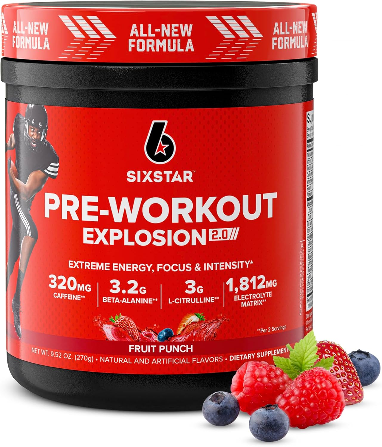 Six Star Pre-Workout Powder for Men & Women, Fruit Punch (30 Servings) – Preworkout Explosion 2.0 Energy Powder Drink Mix with Beta-Alanine & Caffeine – Sports Nutrition Supplement Products