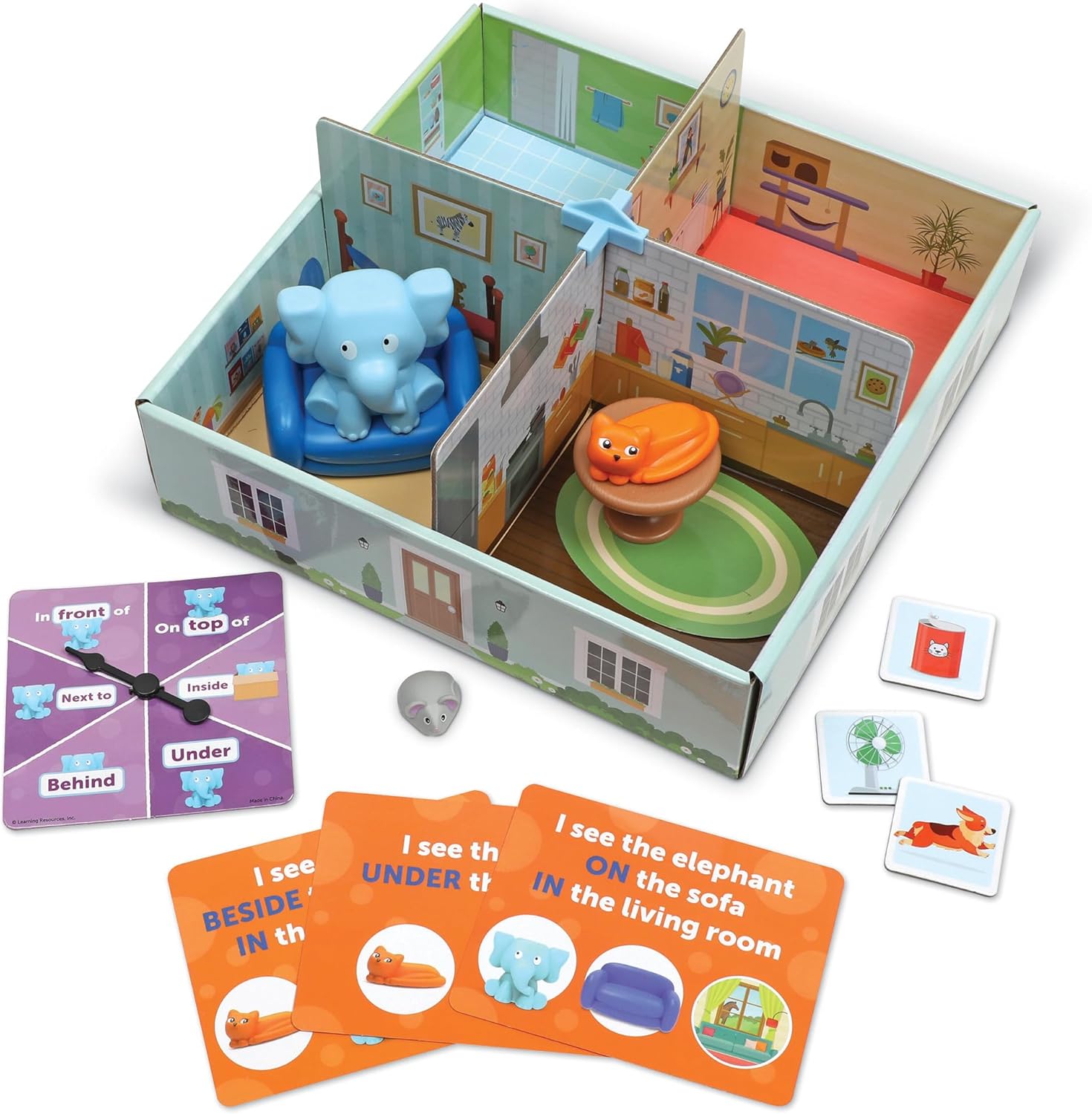 Learning Resources Elephant in The Room Positional Word Activity Set – Educational Games for Kids Ages 4+, Speech Therapy Tools,Word Games for Kids