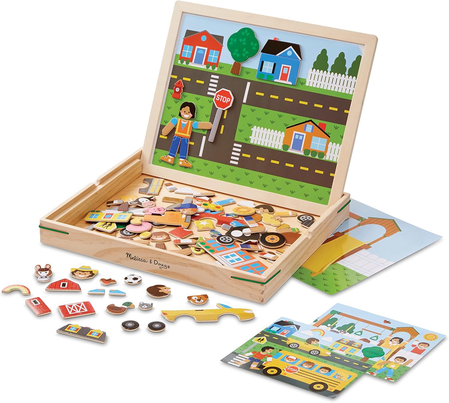 Melissa & Doug Wooden Magnetic Matching Picture Game With 119 Magnets and Scene Cards