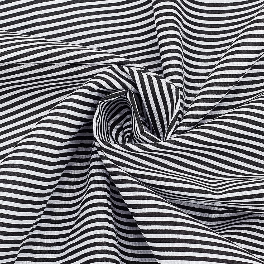 FINGERINSPIRE 1.09 Yard Black White Stripes Cotton Fabric 63inch Wide Stripes Sewing Fabric Rectangle Cotton Fabric with Strip Pattern Doll Clothes Craft Fabric Netherlands Striped Fabric by The Yard