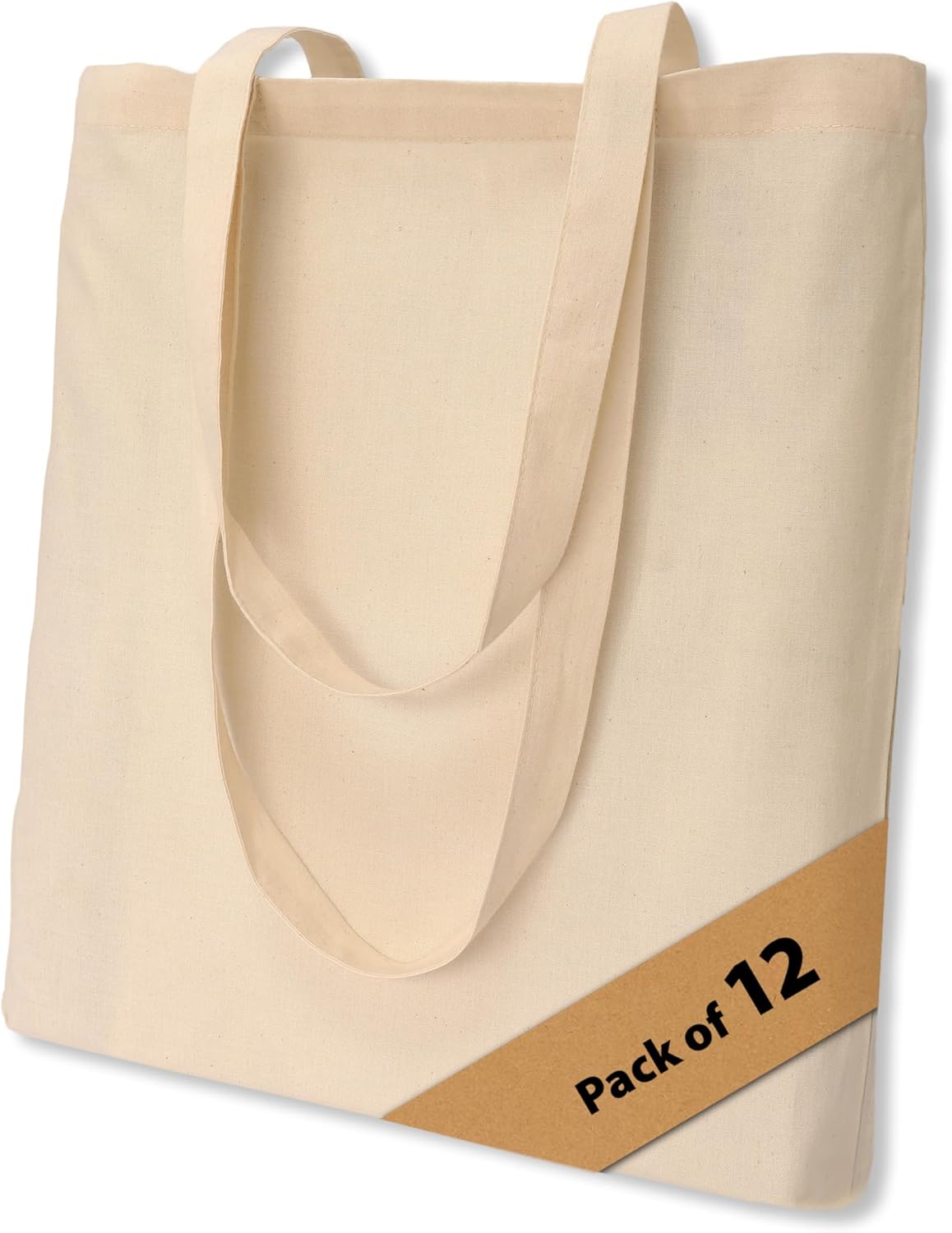 6| 12| 24| 48| 100| 200 Pack Canvas Tote Bags, Reusable Grocery Bags, 16”x15” Plain Tote Bag for DIY Activity & Promo