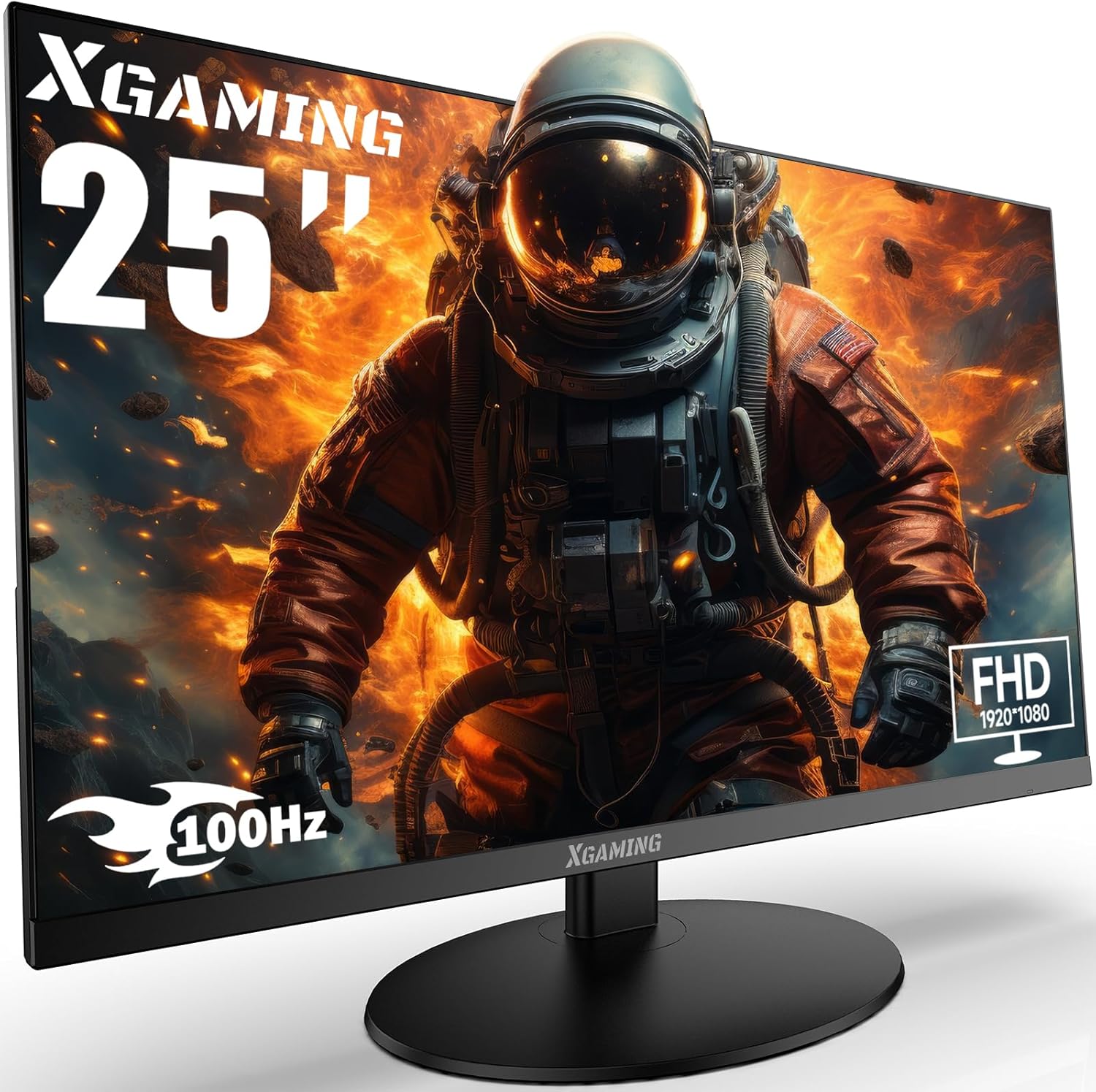 25 Inch Monitor, FHD 1080P 100Hz Ultra Thin Frameless Computer Monitor, 1ms, 99% sRGB, Low Blue Light Eye Care PC Monitor, HDMI VGA Gamer Monitor with Speakers, VESA, Tilt Adjustable-Black