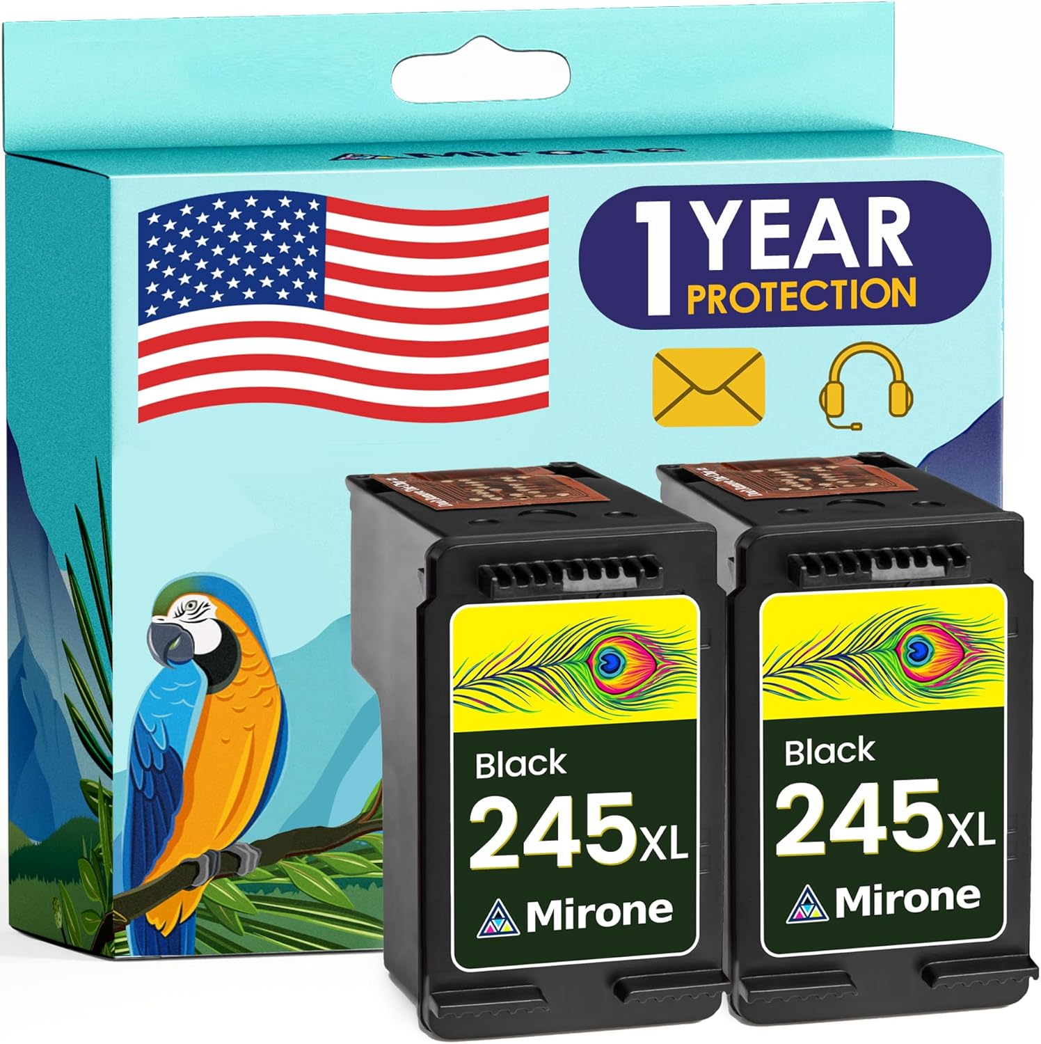 Mirone Compatible Ink Cartridges Replacement for Canon Ink Cartridges 245 245xl for Canon Pixma MG2522 Ink mx490 Printer Ink for Canon 245 XL 243 PG 245 Ink ts3322 (2bk)